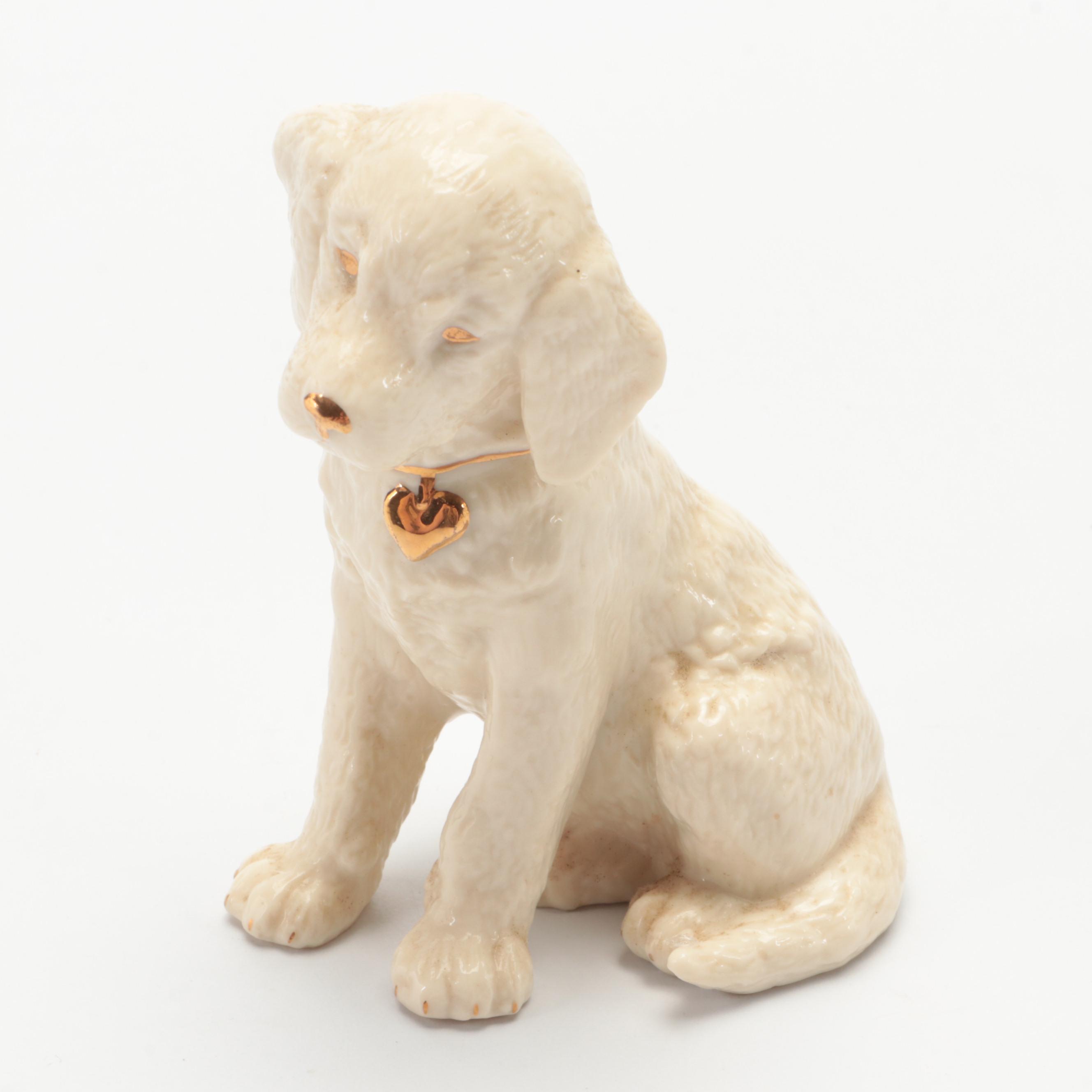 Lenox A Golden Year of Puppies "Spring Flowers" and "Golden Retriever" Figurines