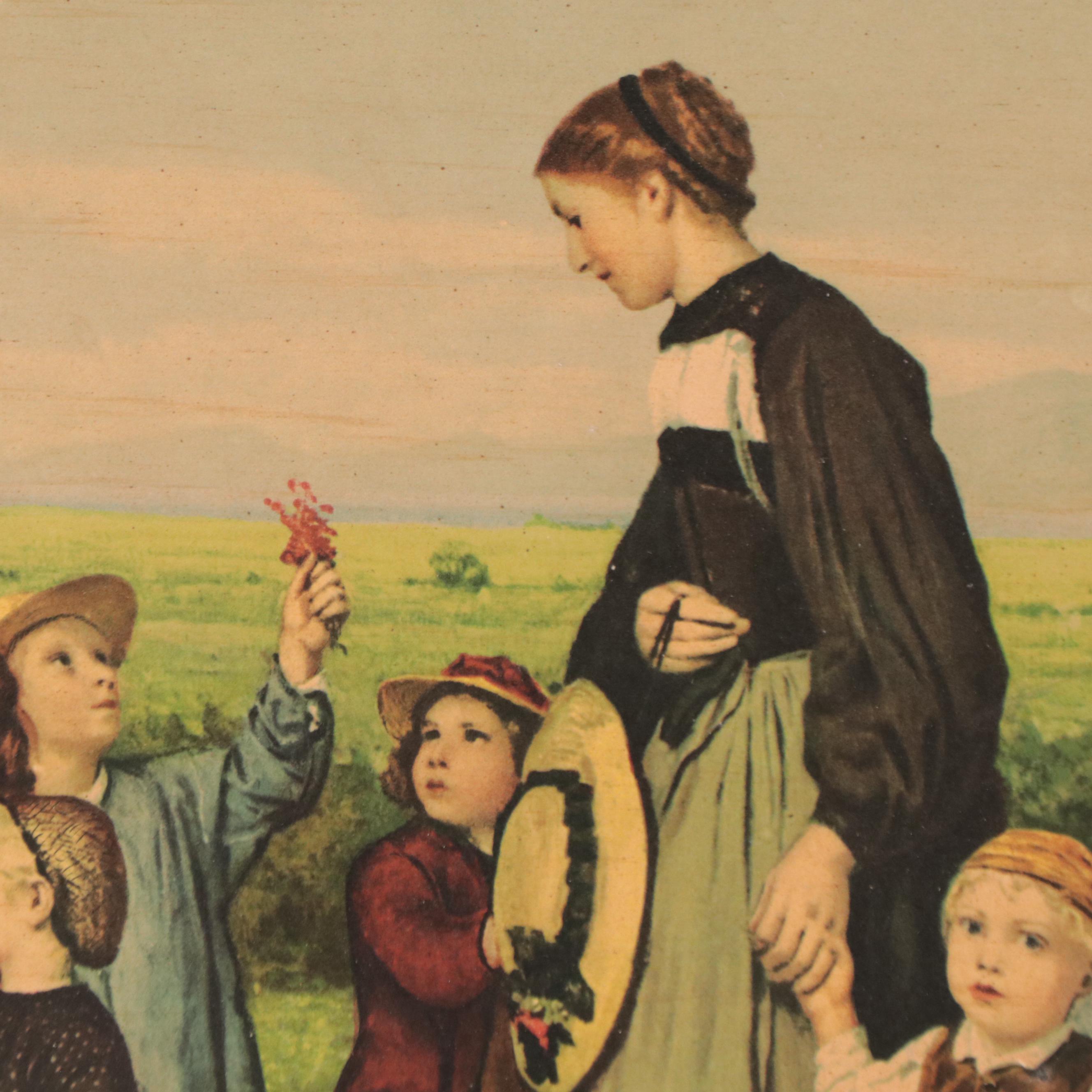 Chromolithograph After Albert Anker "Der Schulspaziergang"