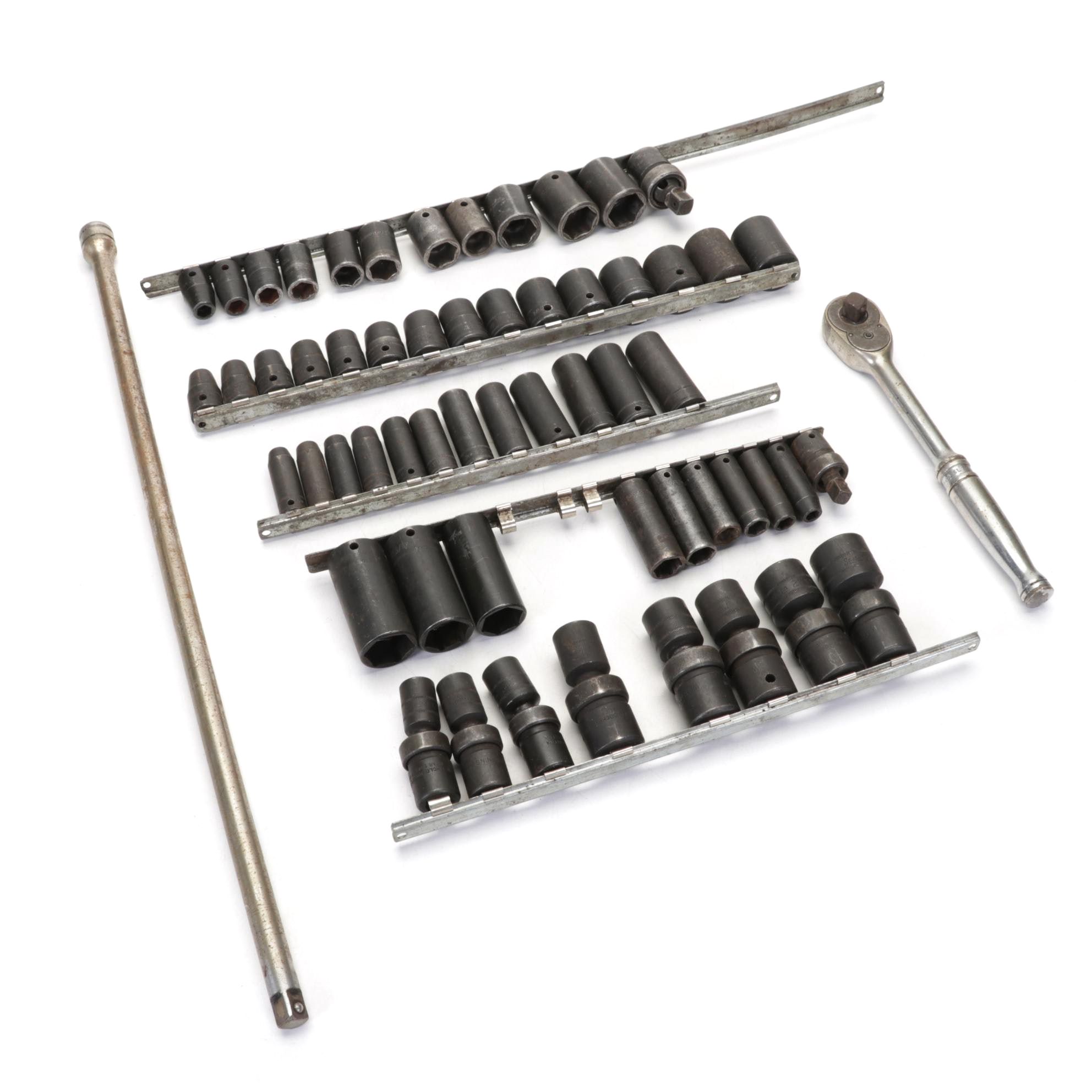 Snap-on Metal Wrench and Sockets