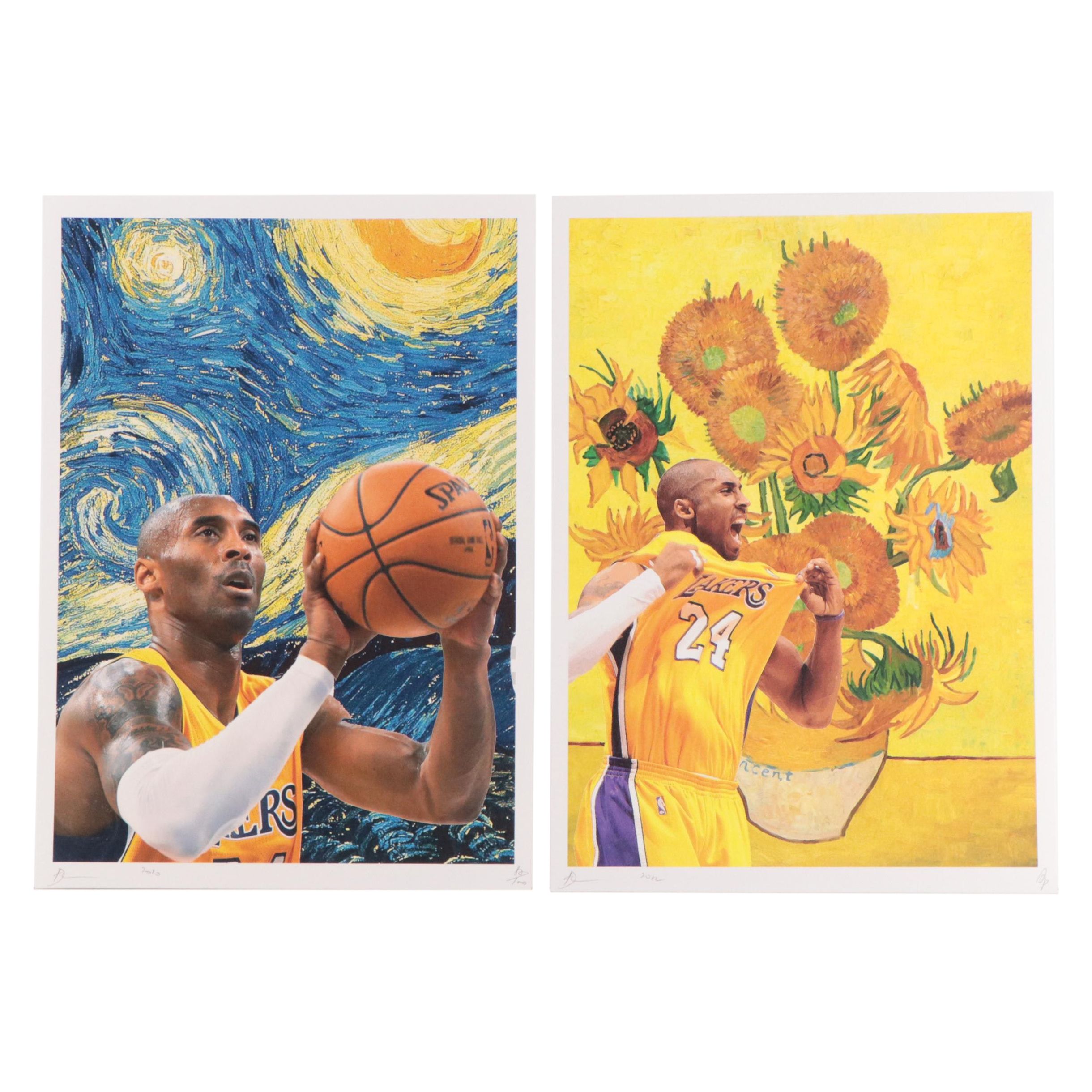 Death NYC Pop Art Graphic Print of Van Gogh and Kobe Bryant
