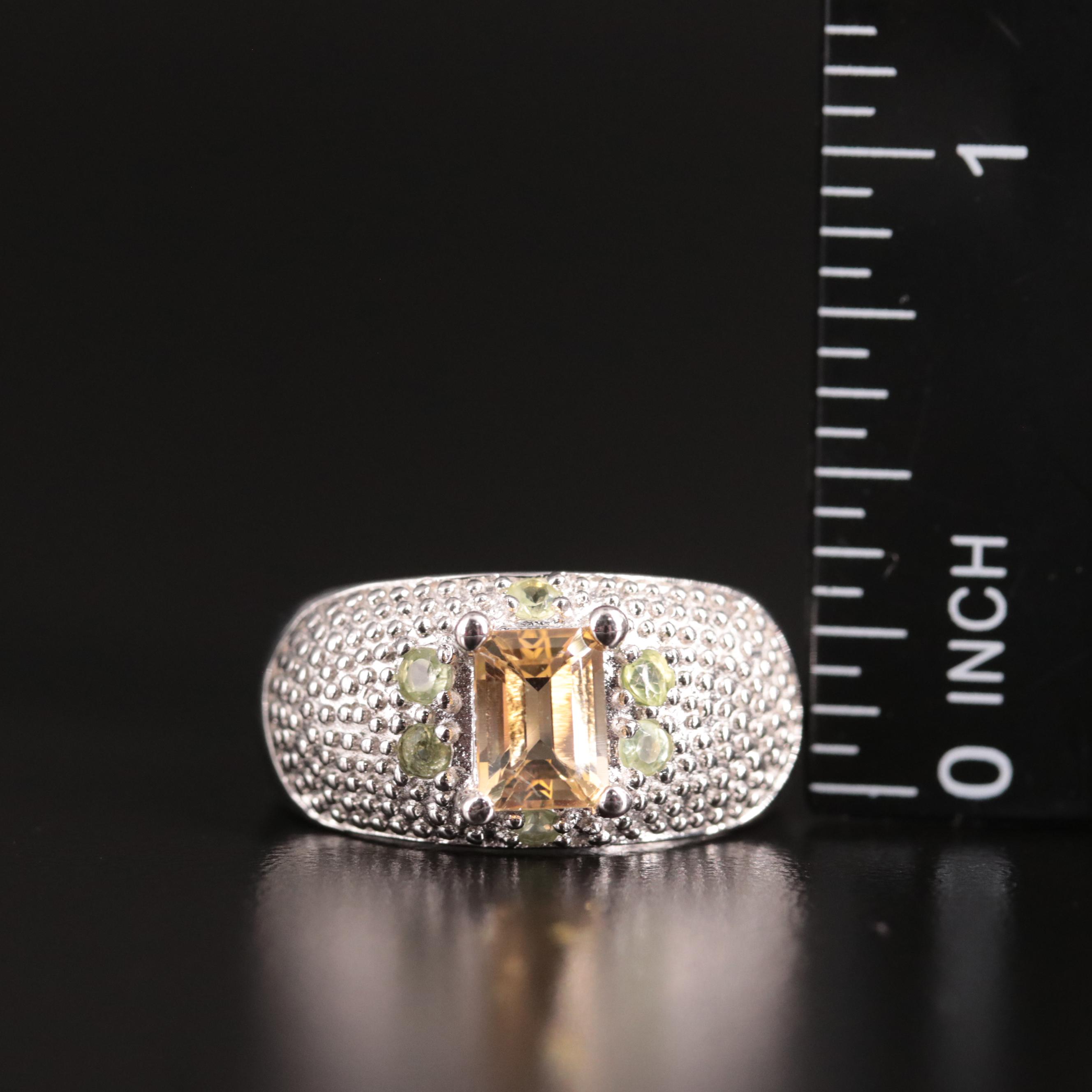 Sterling Citrine and Peridot Ring