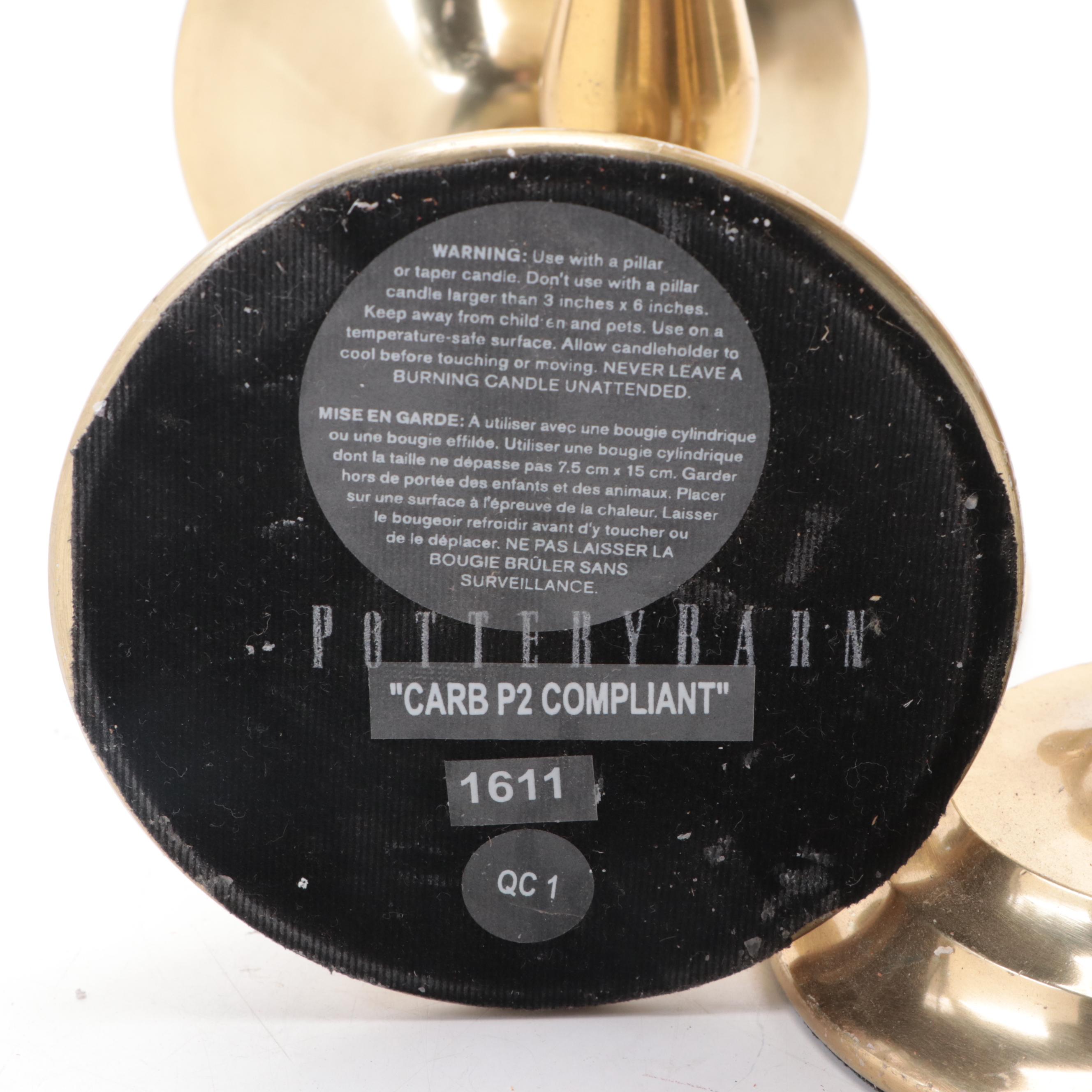 Mid Century Modern Style Brass Candlesticks with Brass Pottery Barn Candlesticks