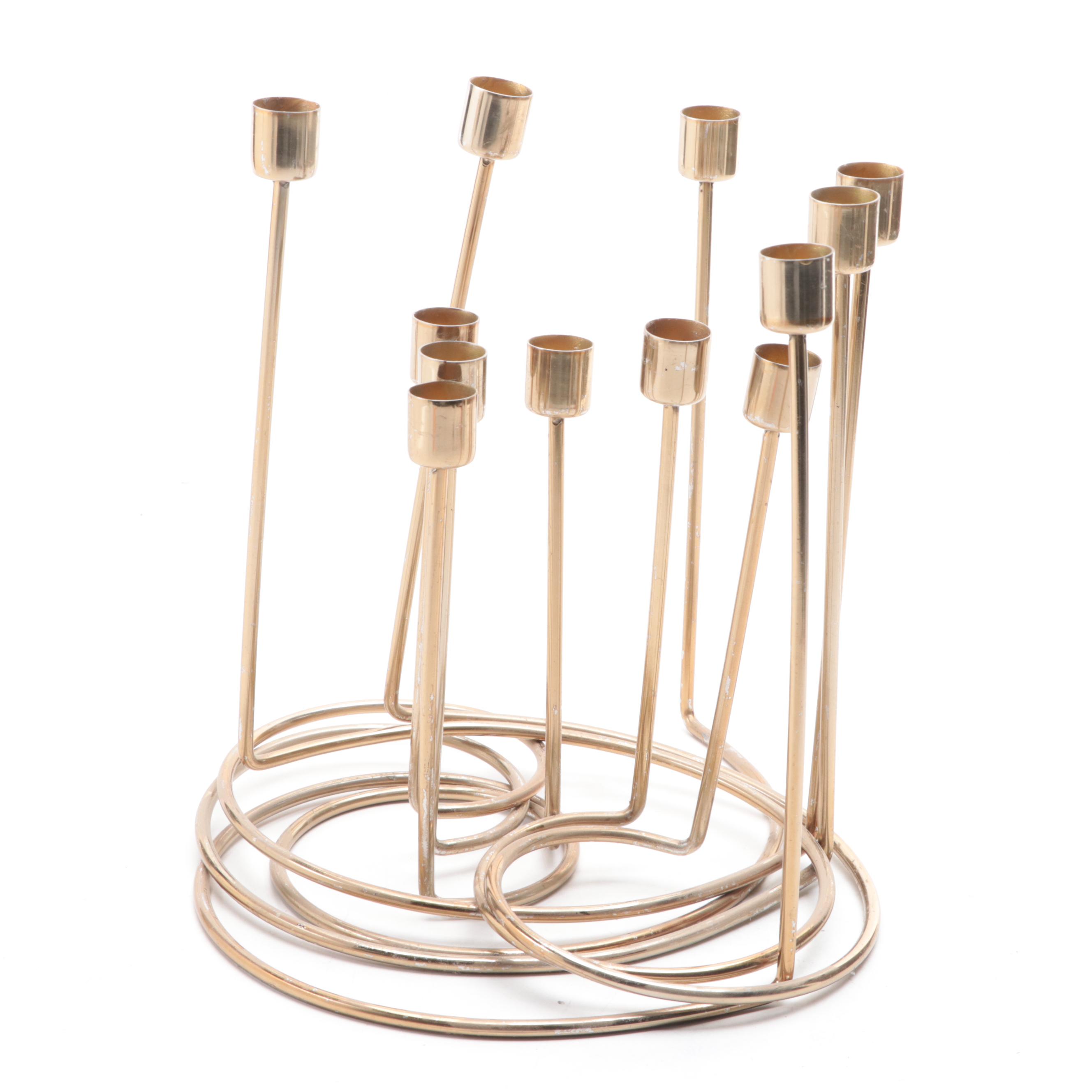 Mid Century Modern Style Brass Candlesticks with Brass Pottery Barn Candlesticks