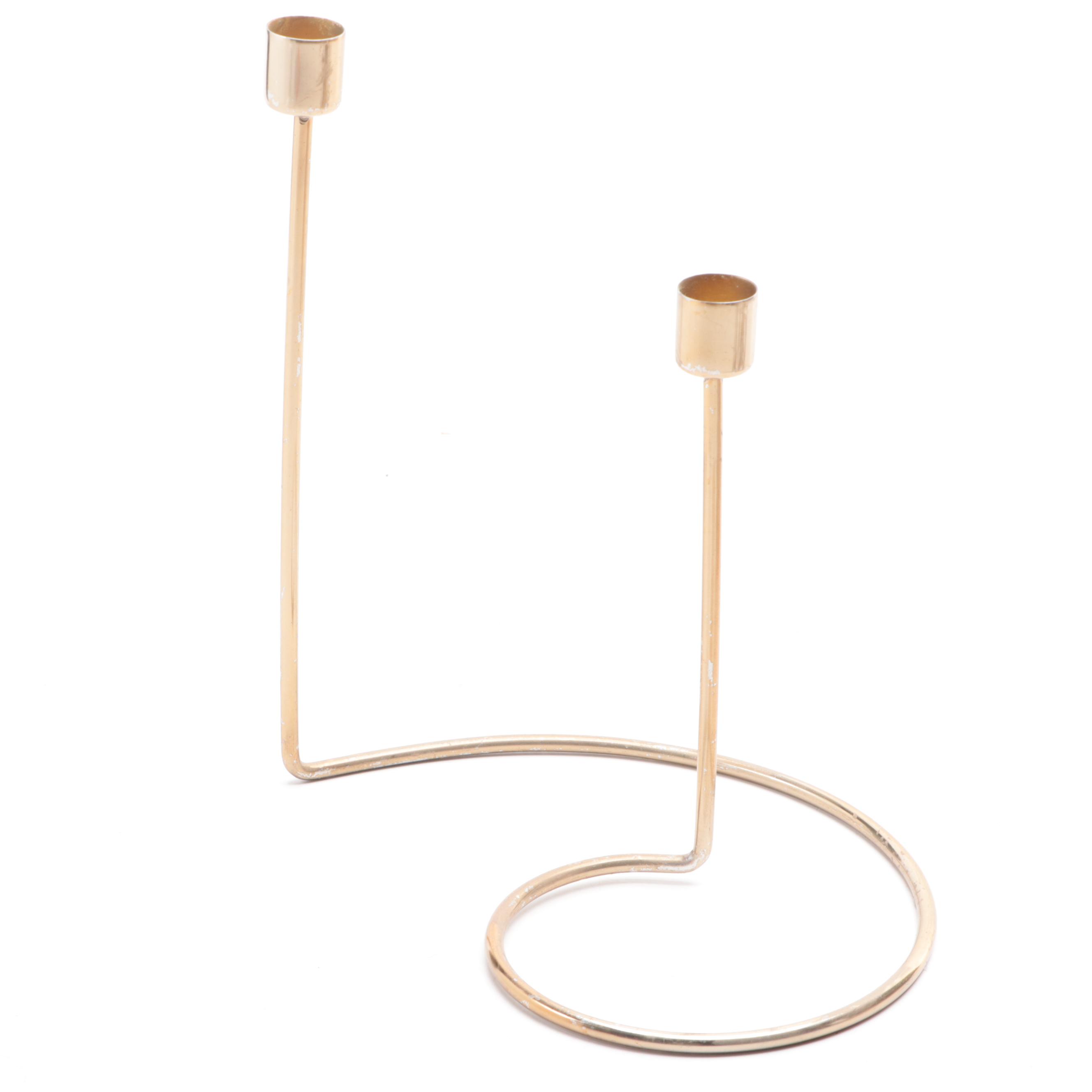 Mid Century Modern Style Brass Candlesticks with Brass Pottery Barn Candlesticks