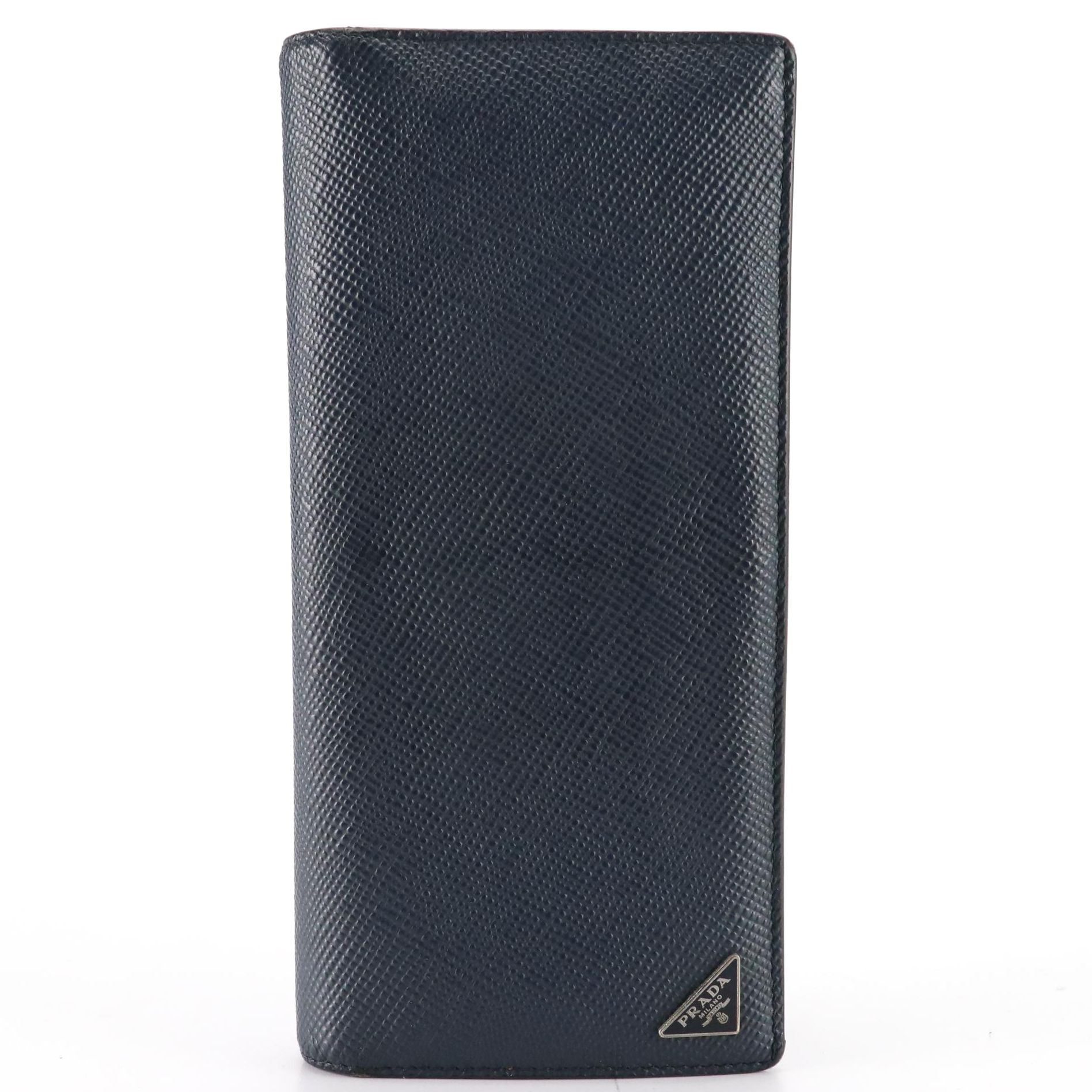 Prada Long Bifold Wallet in Baltico Saffiano Leather