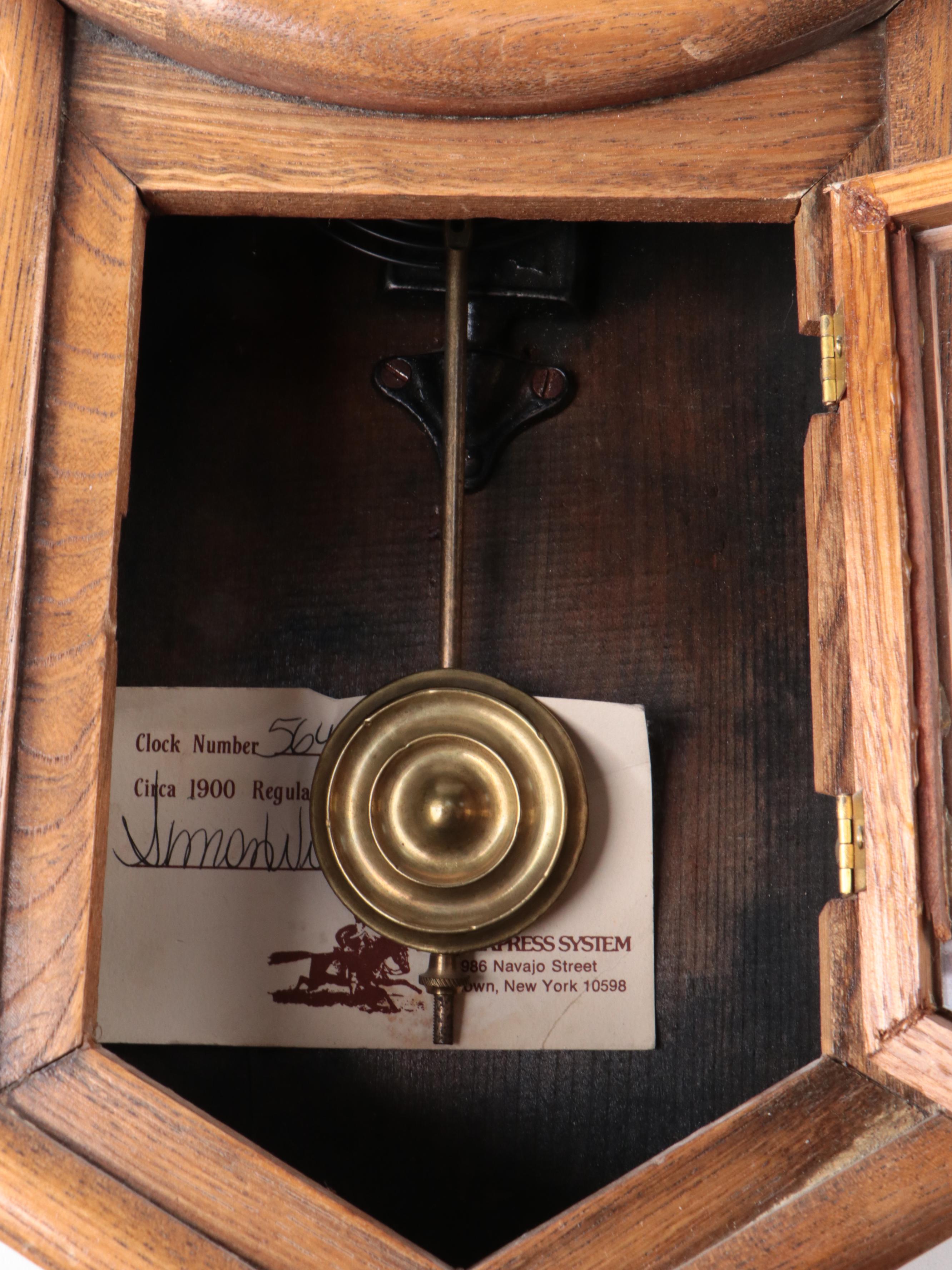Victorian Schoolhouse Style Oak Regulator Clock