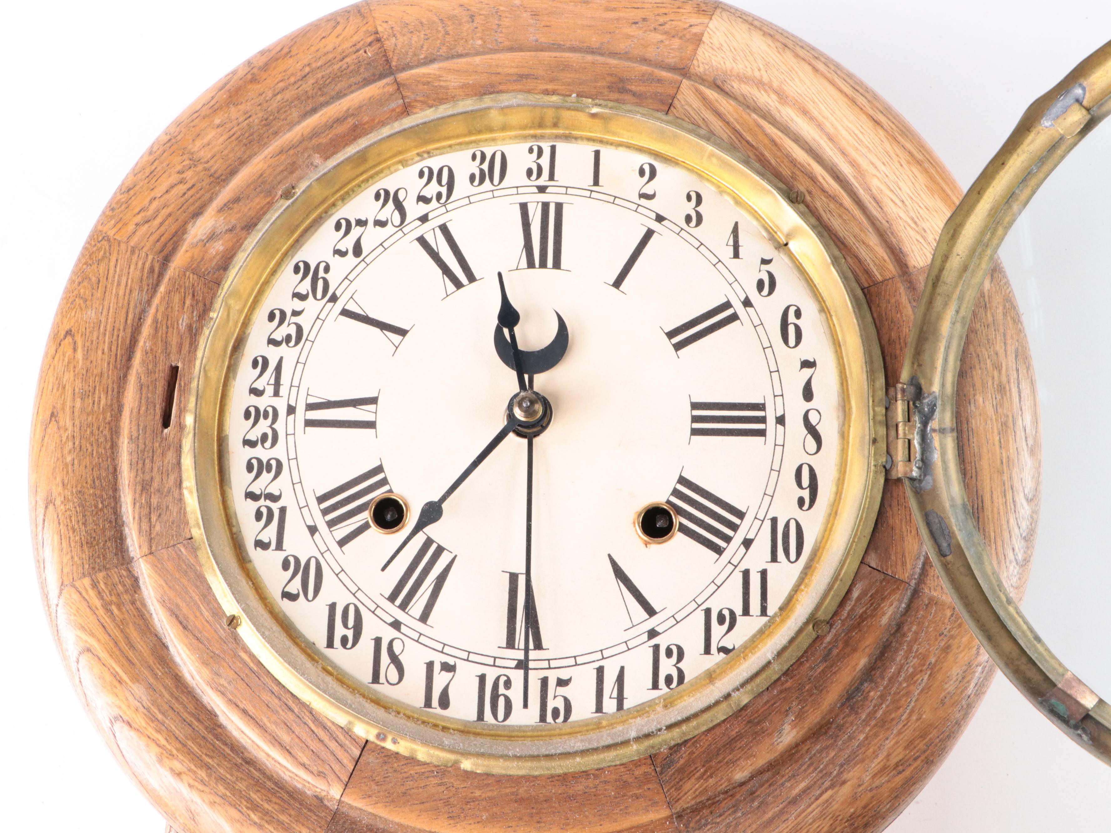 Victorian Schoolhouse Style Oak Regulator Clock