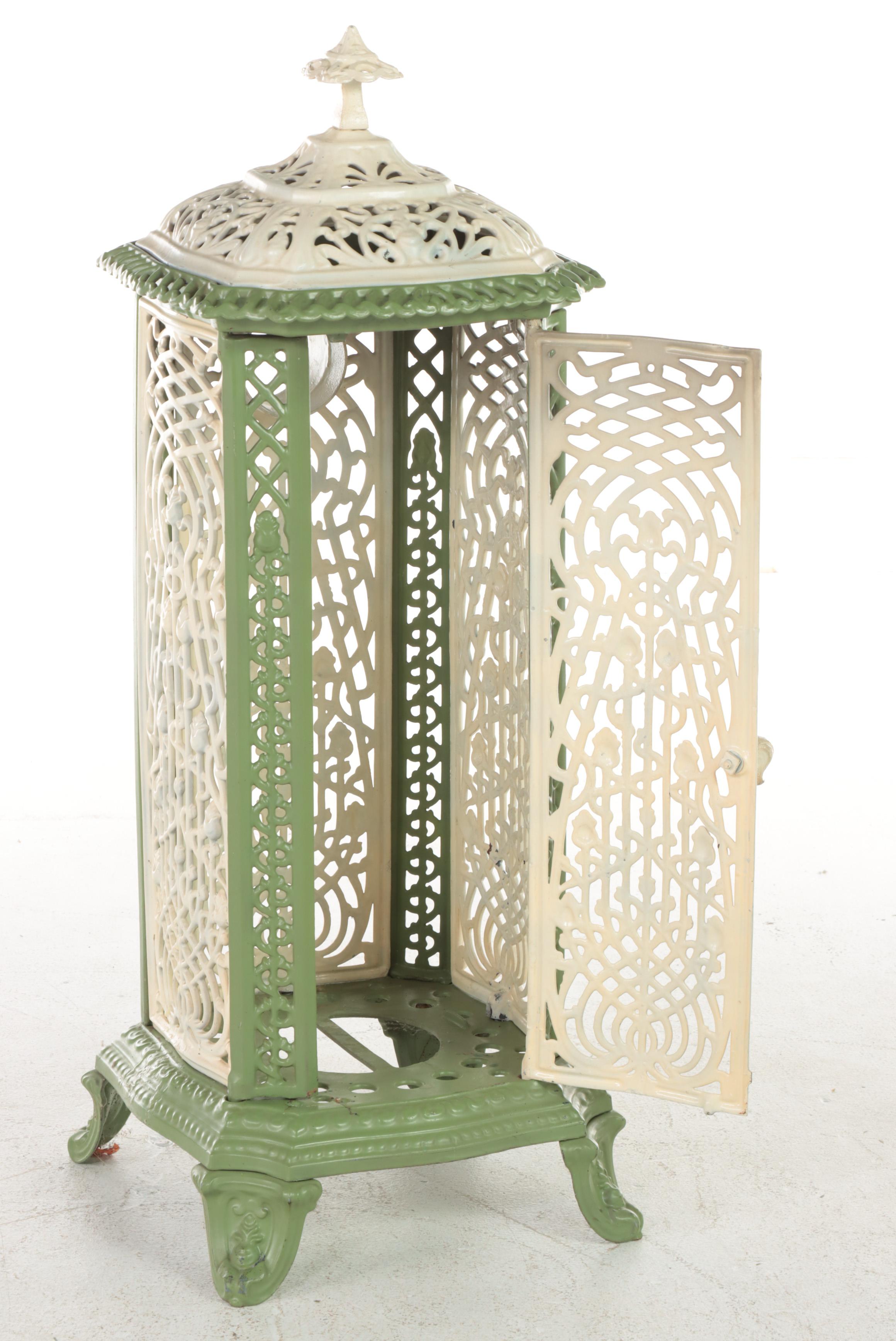 Nestor Martin Belgian Cast Iron and Enamel Parlor Stove Surround