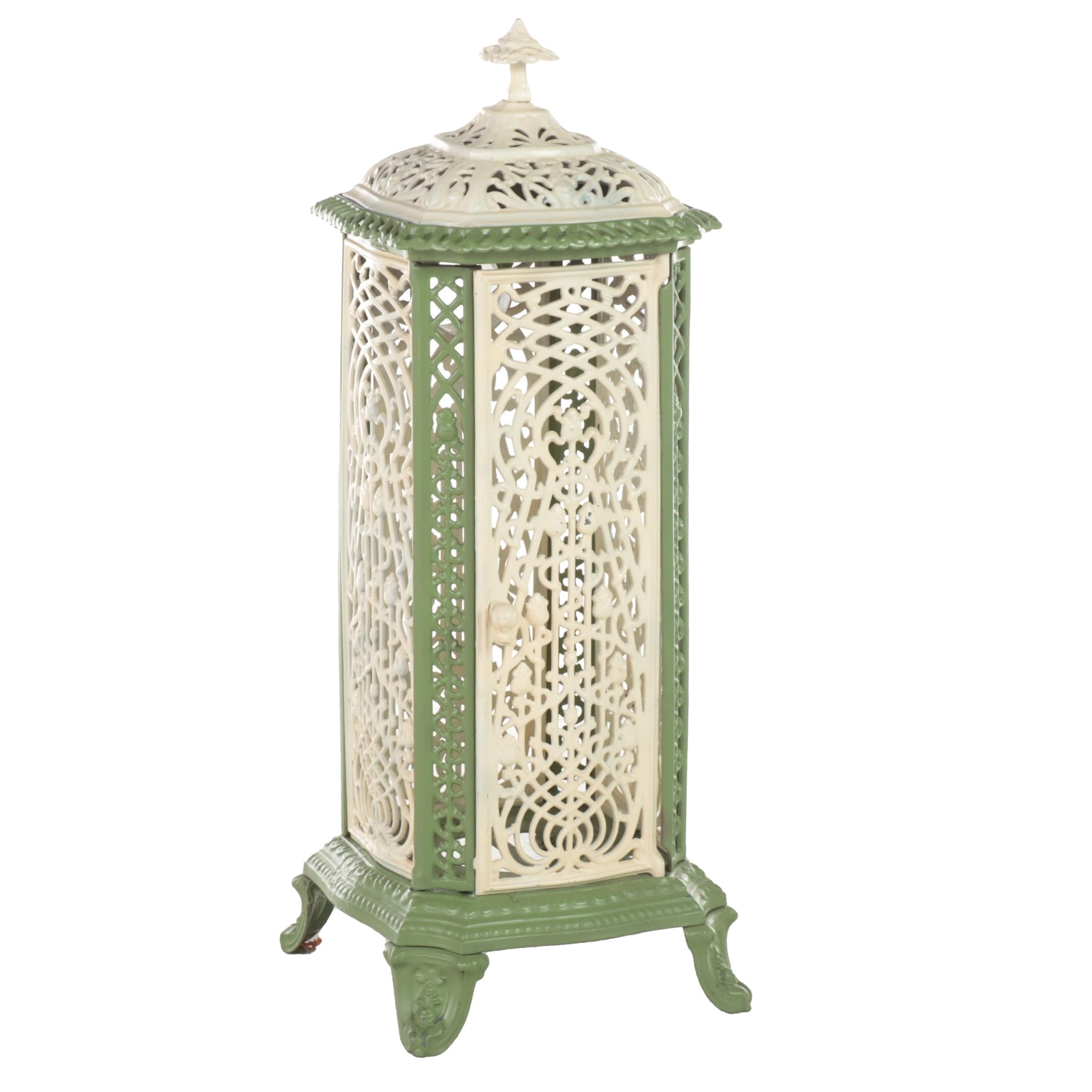 Nestor Martin Belgian Cast Iron and Enamel Parlor Stove Surround