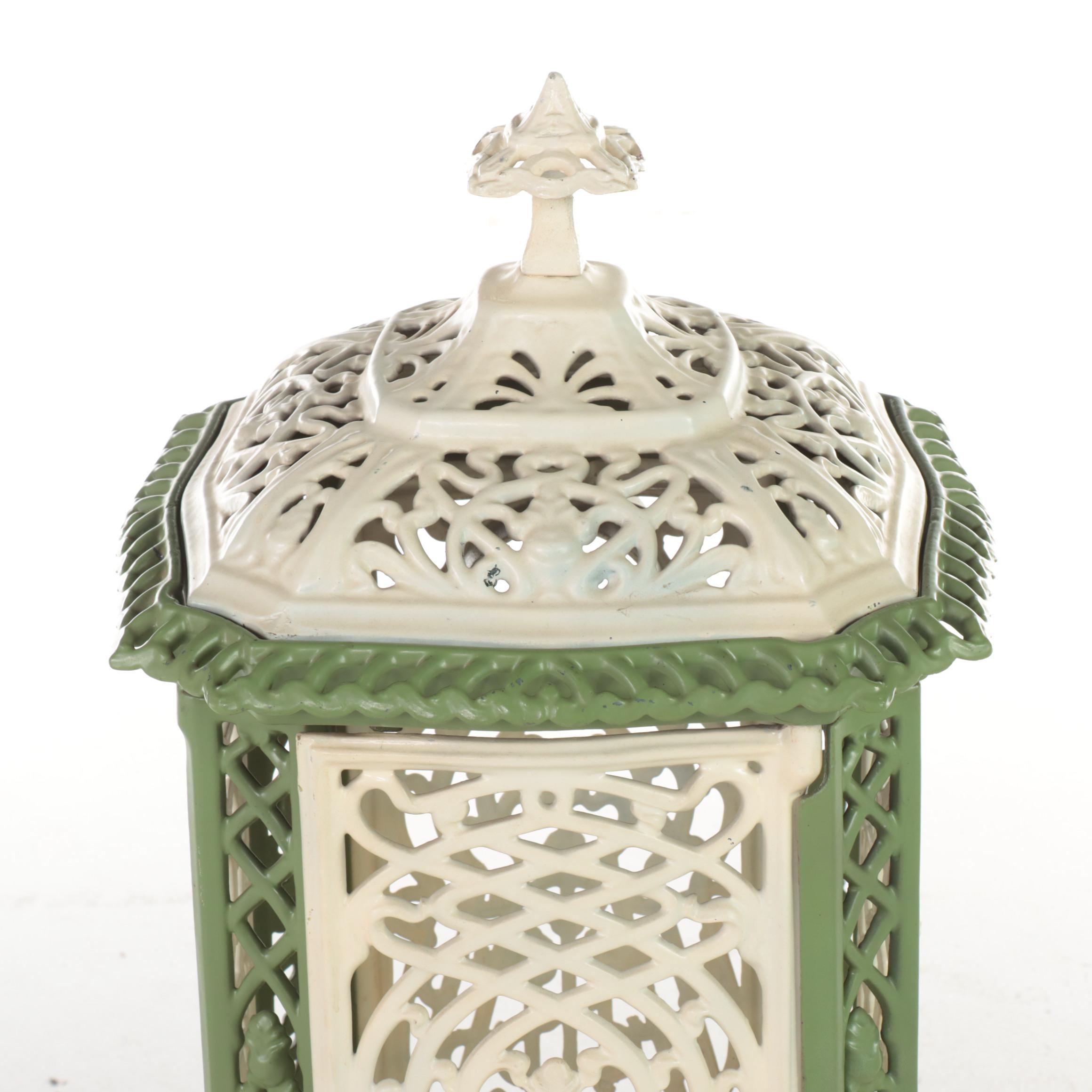 Nestor Martin Belgian Cast Iron and Enamel Parlor Stove Surround