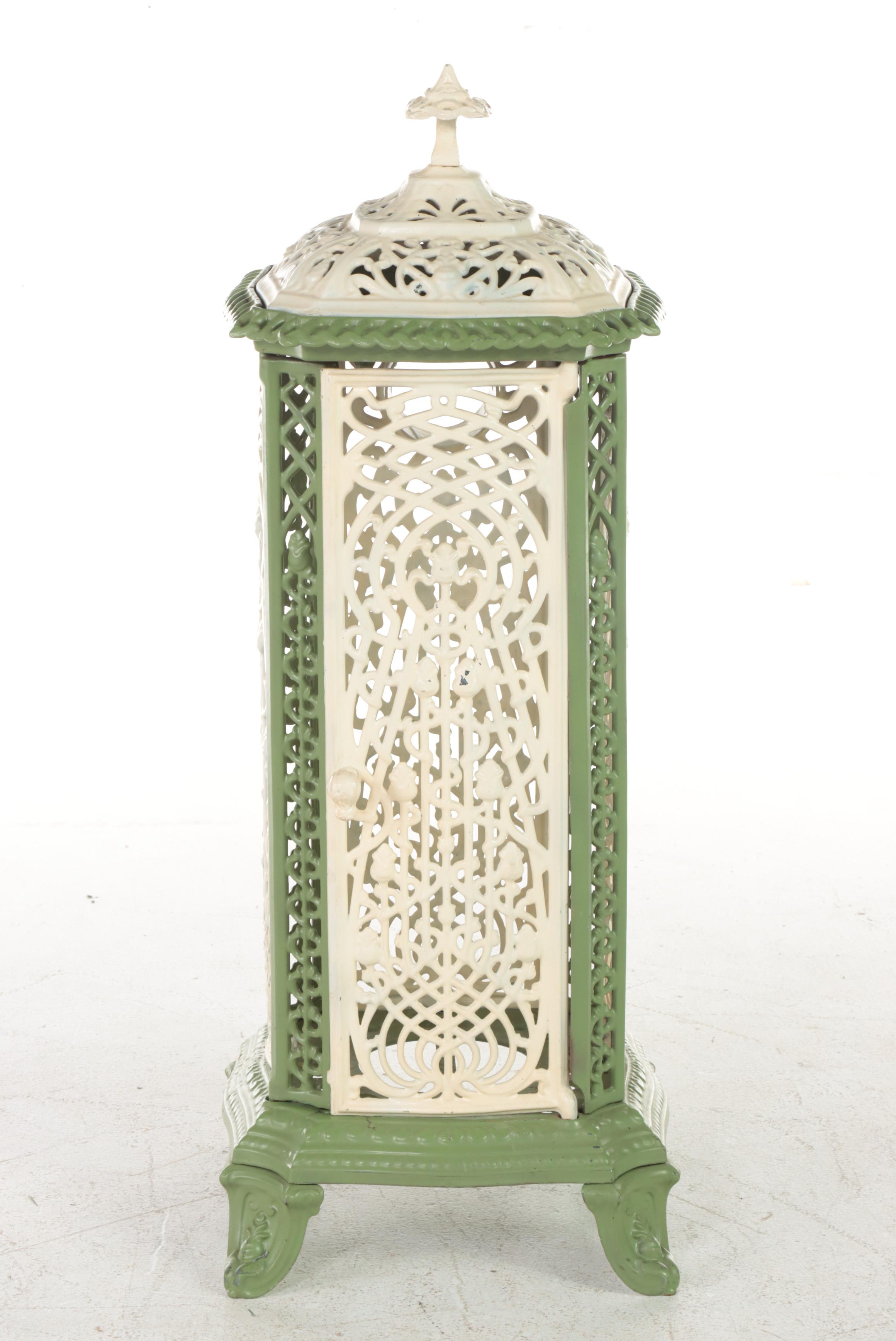 Nestor Martin Belgian Cast Iron and Enamel Parlor Stove Surround