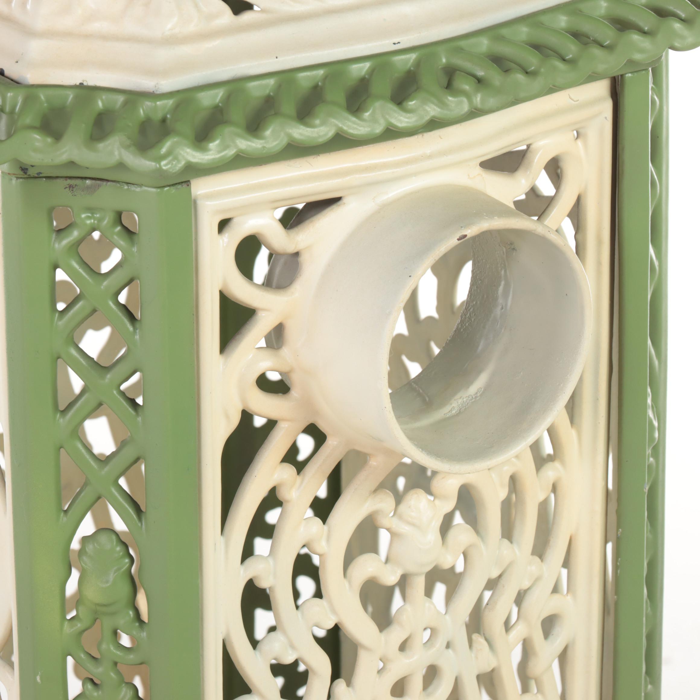 Nestor Martin Belgian Cast Iron and Enamel Parlor Stove Surround