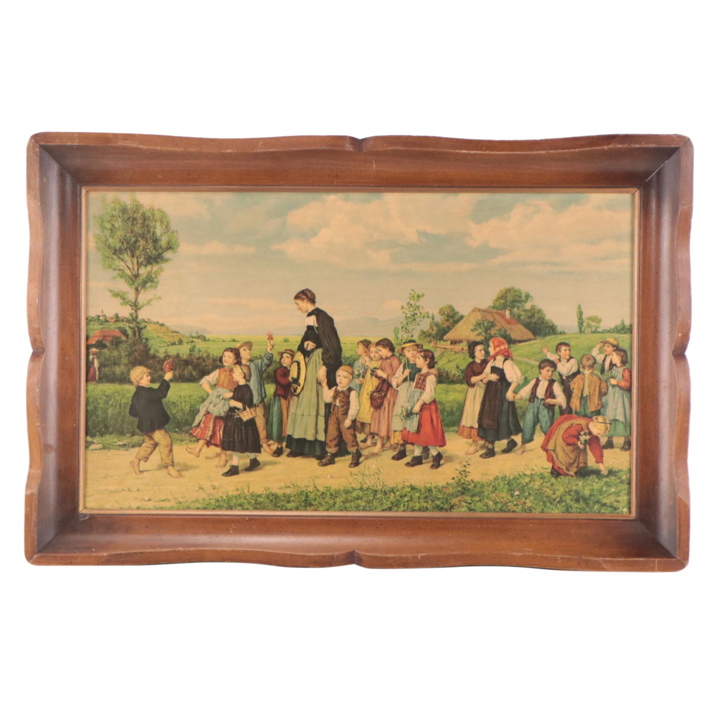 Chromolithograph After Albert Anker "Der Schulspaziergang"