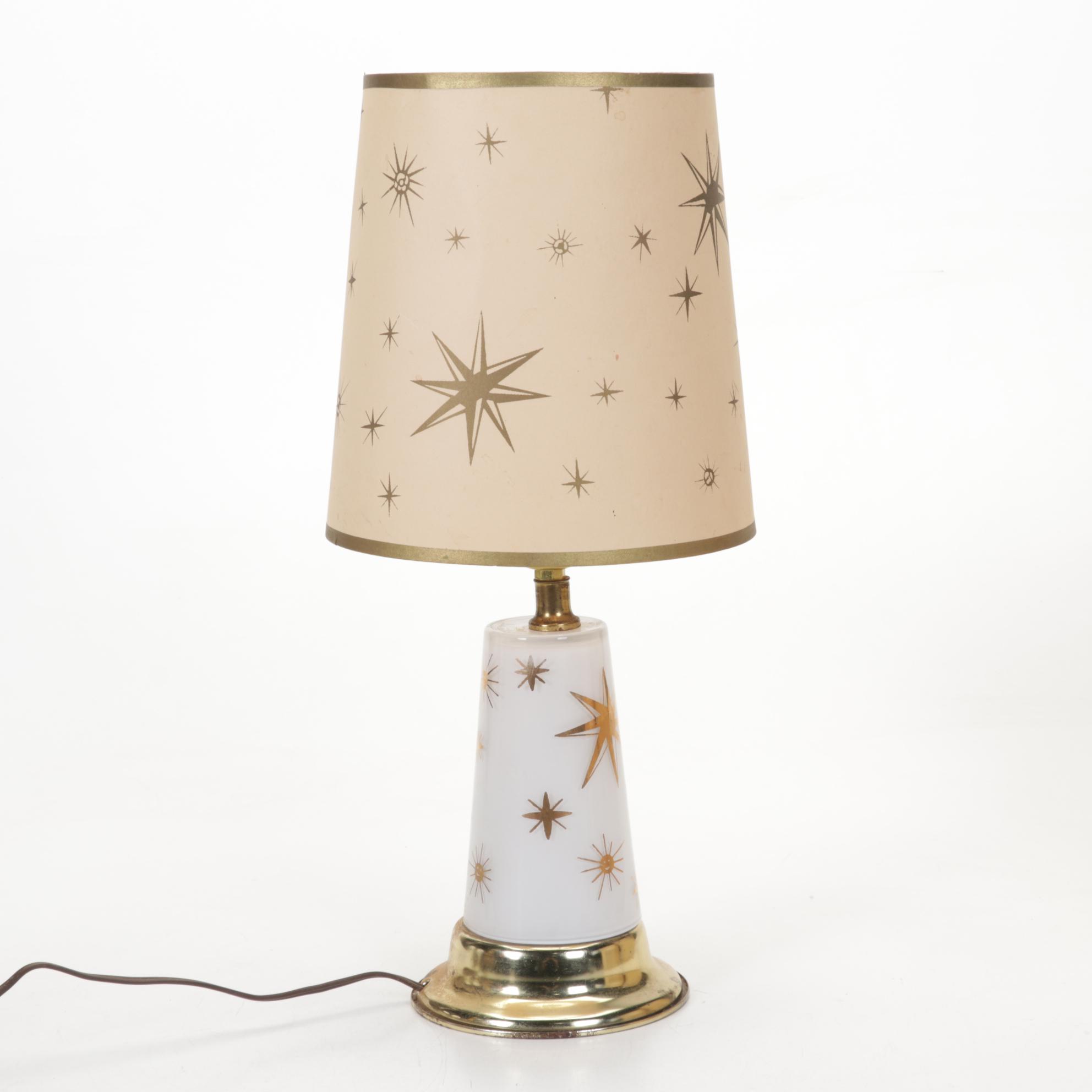 Mid-Century Atomic Style Lamps and Shades with Fiberglass Cone Uplight