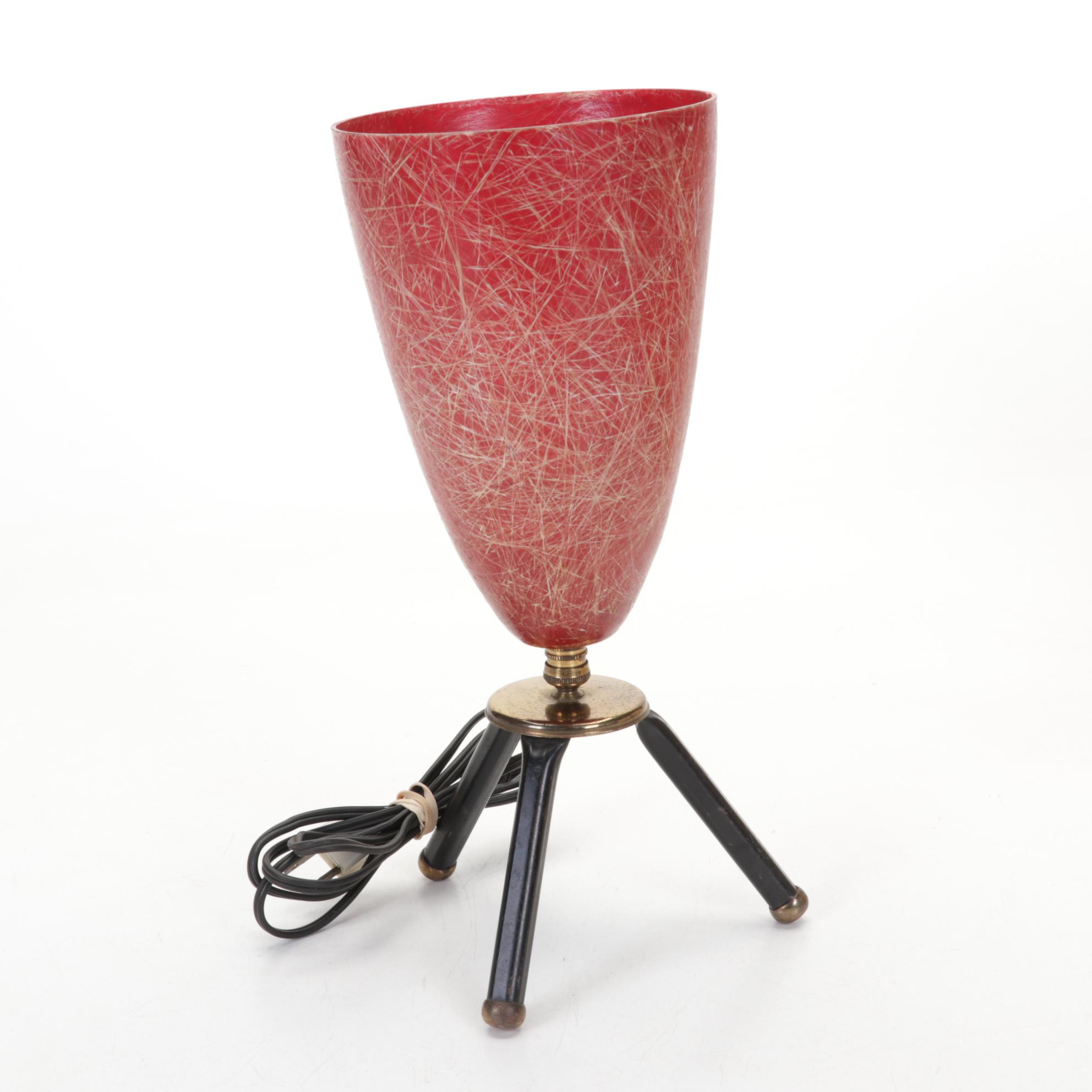Mid-Century Atomic Style Lamps and Shades with Fiberglass Cone Uplight