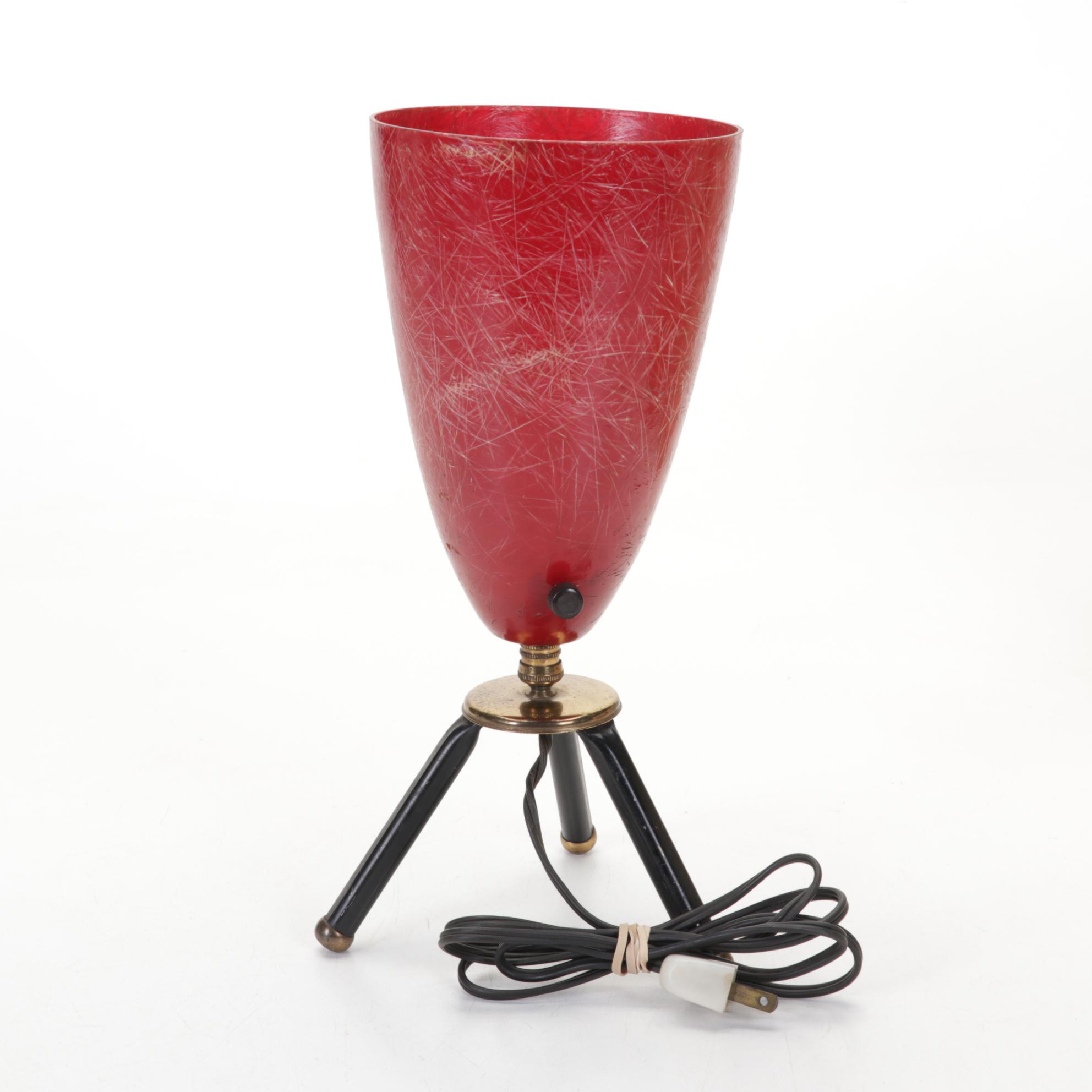 Mid-Century Atomic Style Lamps and Shades with Fiberglass Cone Uplight