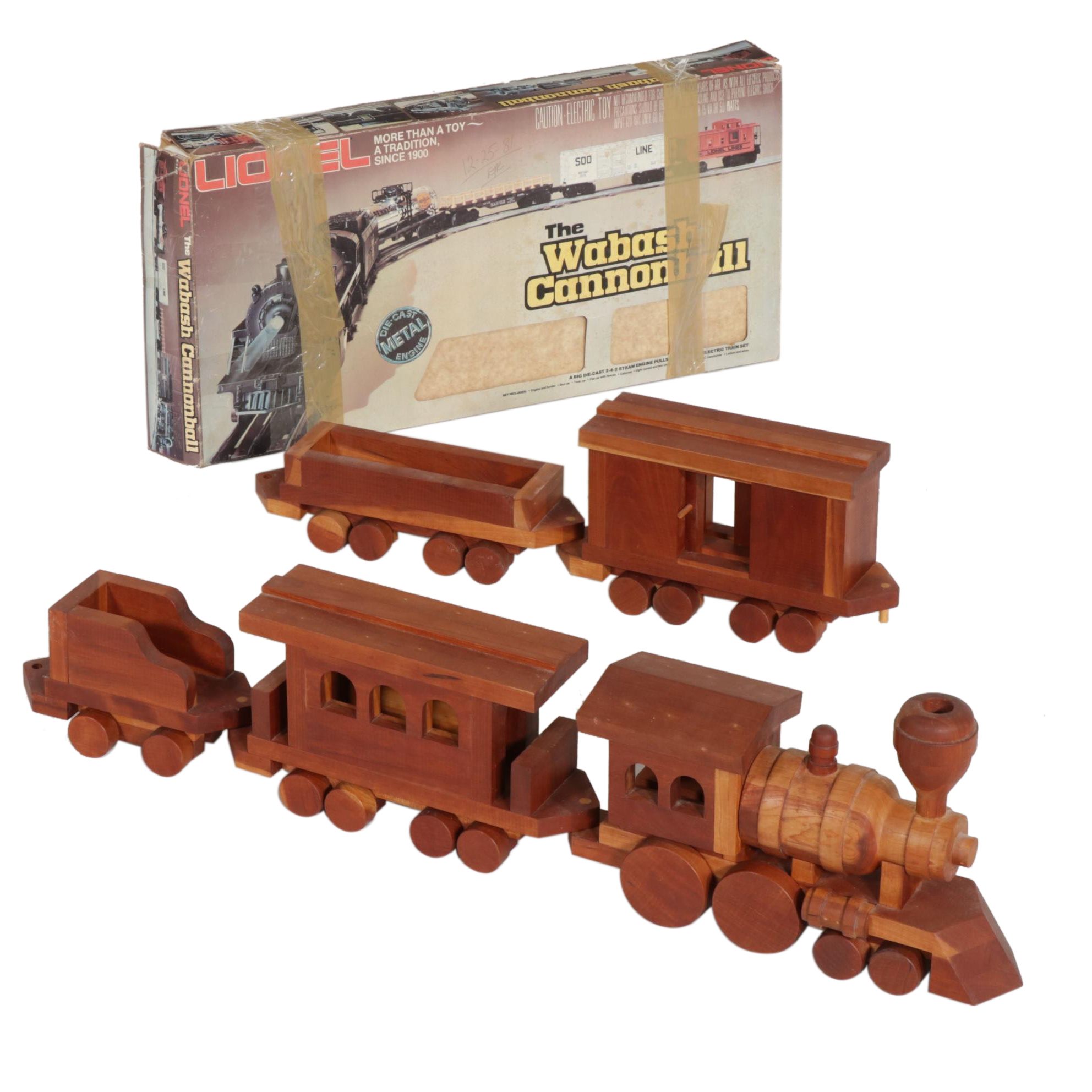 Lionel Wabash Cannonball Electric Train Set With Handmade Wooden Train, 1981