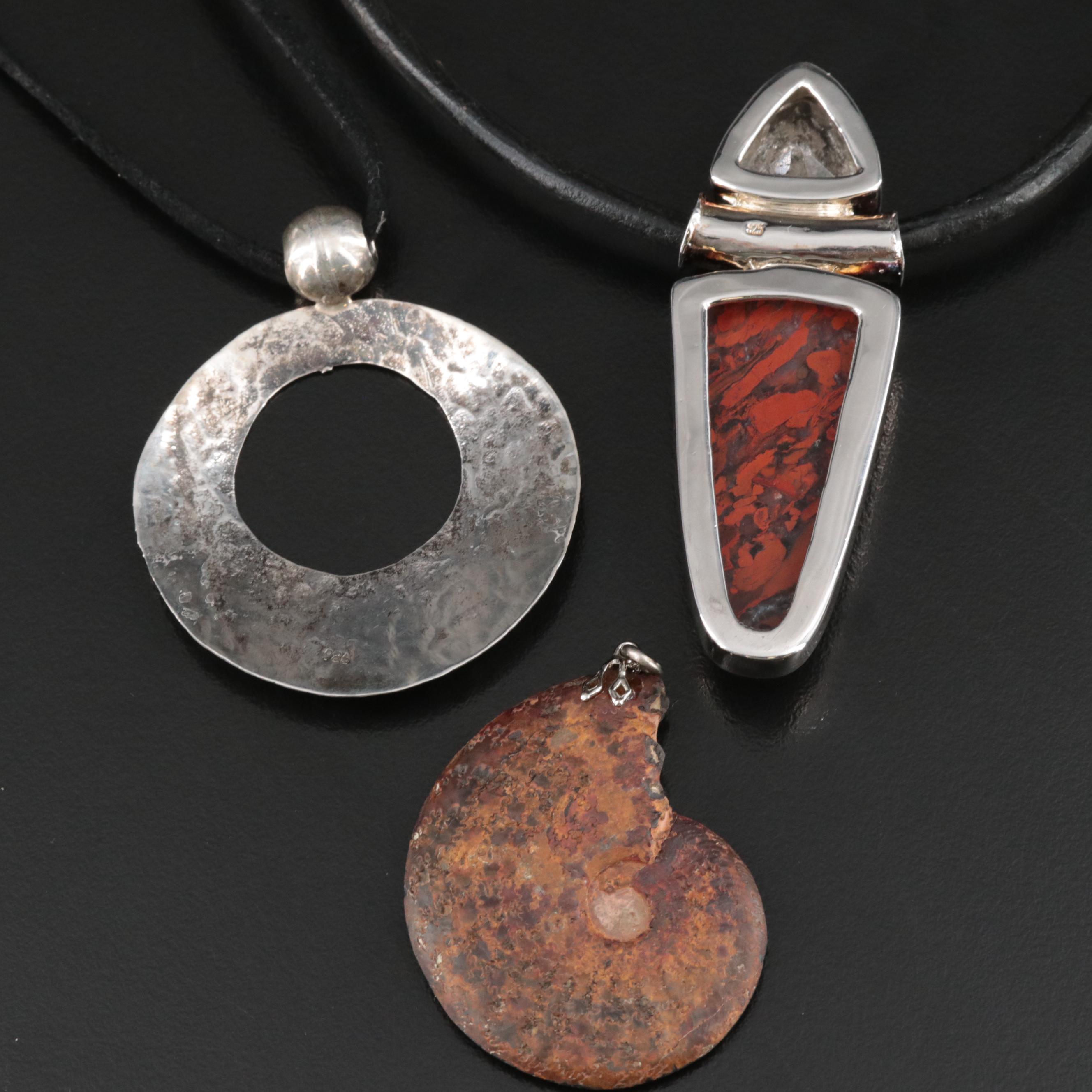 Sterling, Jasper and Ammonite Featured in Necklaces and Pendants