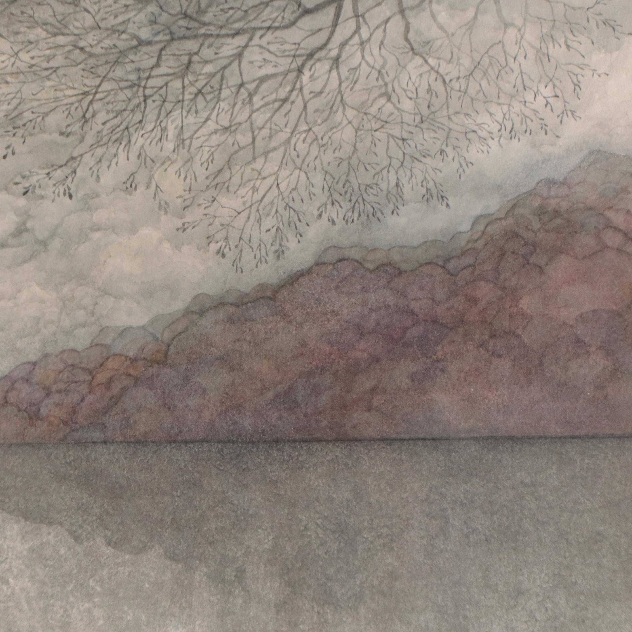 Elmer Ruff Watercolor Painting of a Mountainous Landscape, 1971