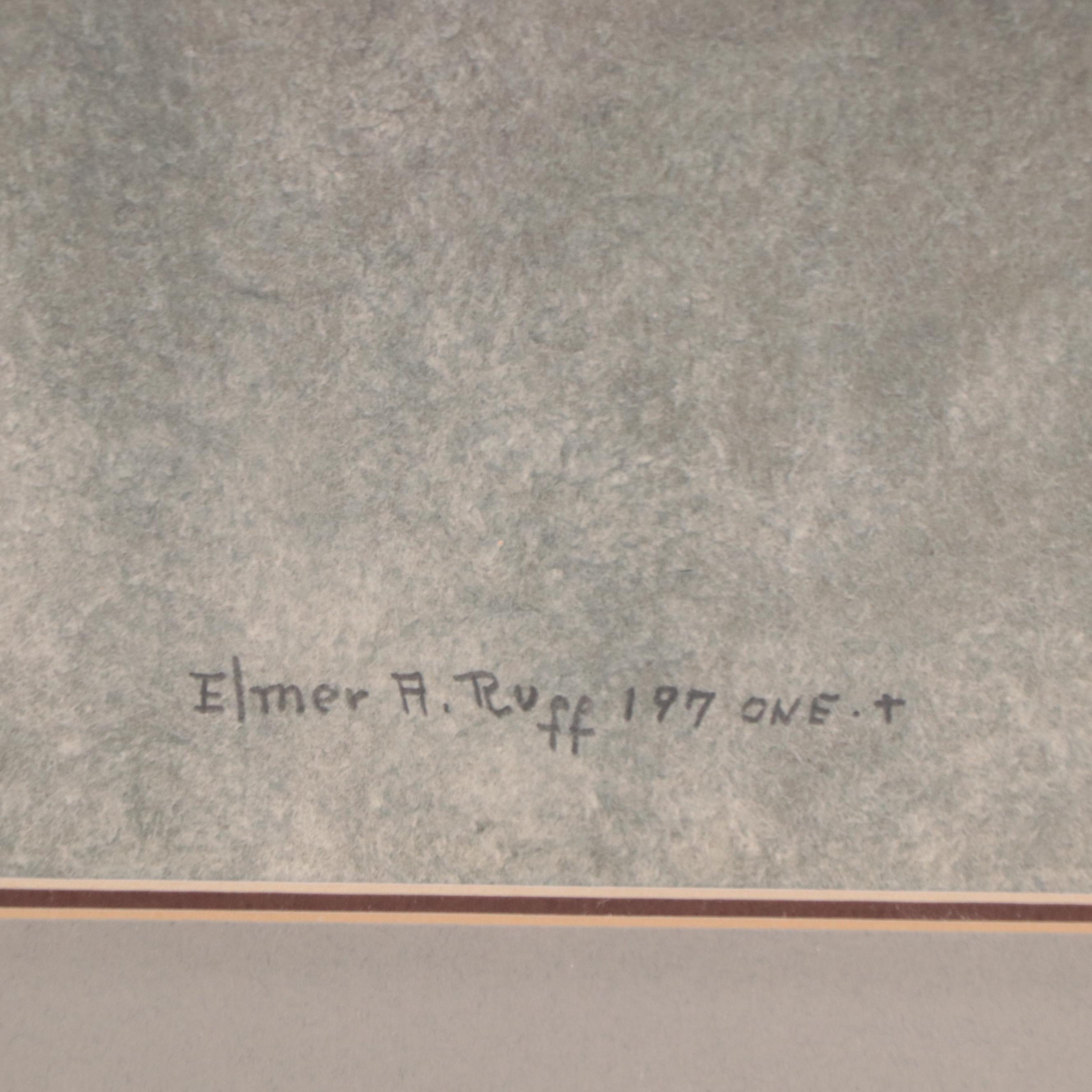 Elmer Ruff Watercolor Painting of a Mountainous Landscape, 1971