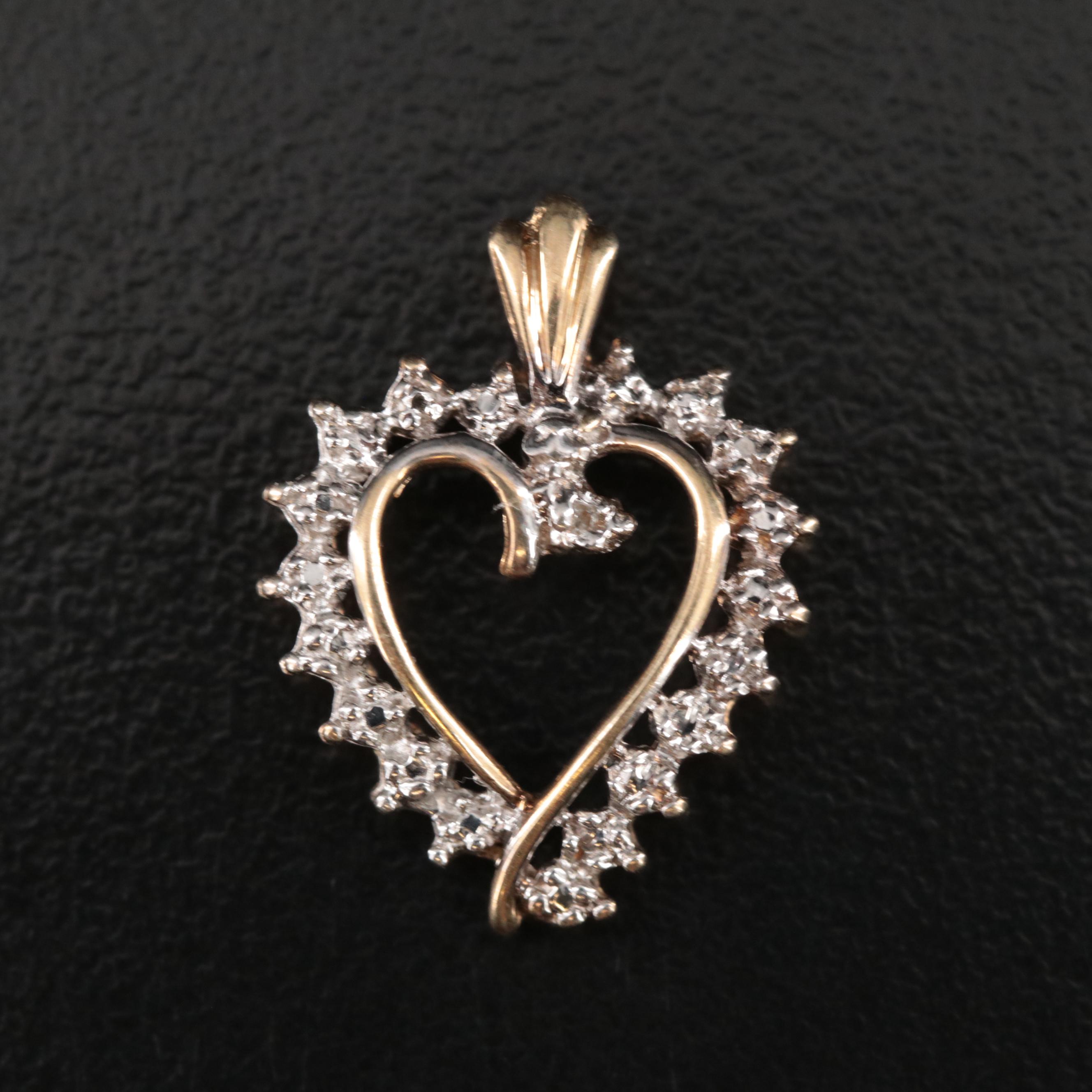 10K Heart Pendant with Diamond Accent