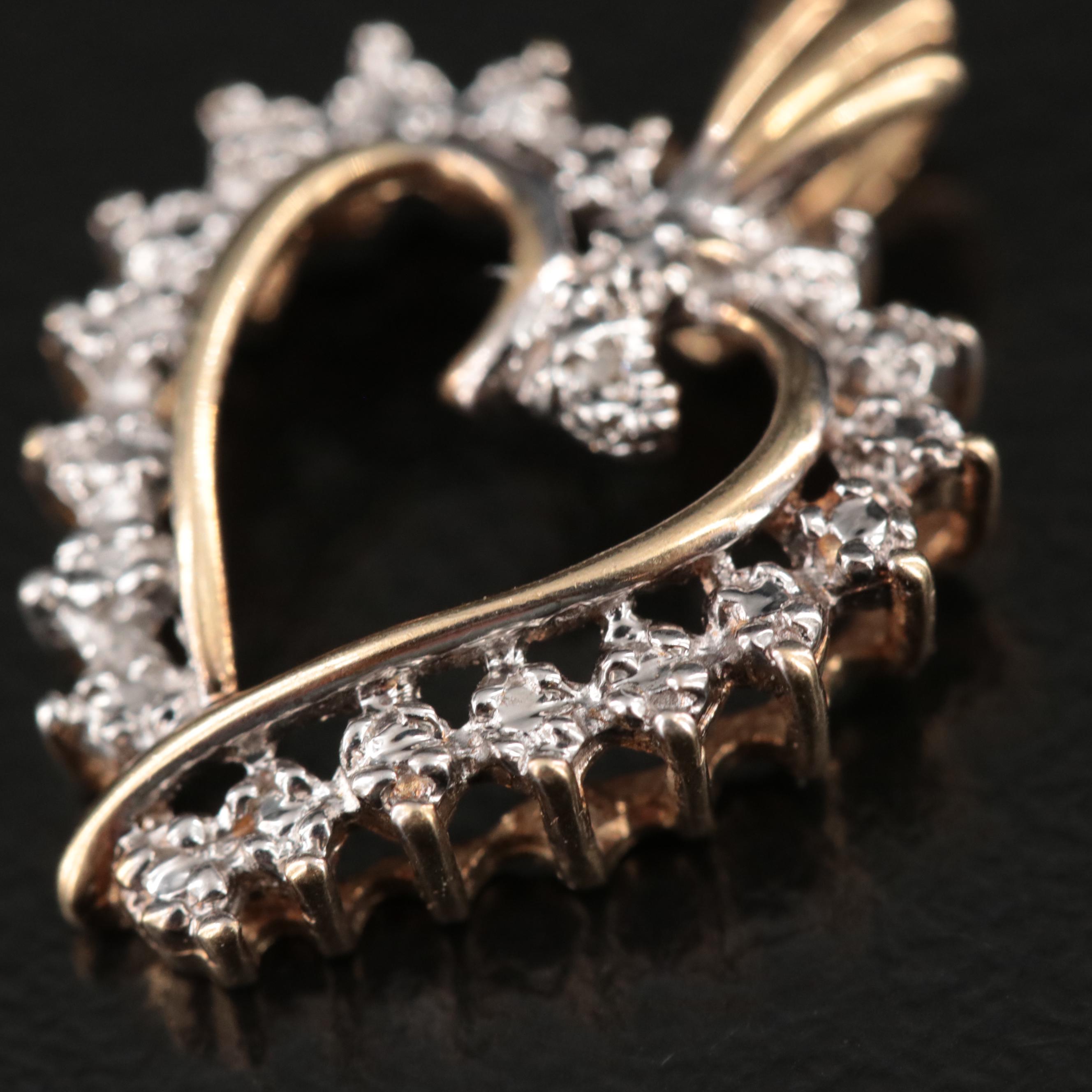 10K Heart Pendant with Diamond Accent