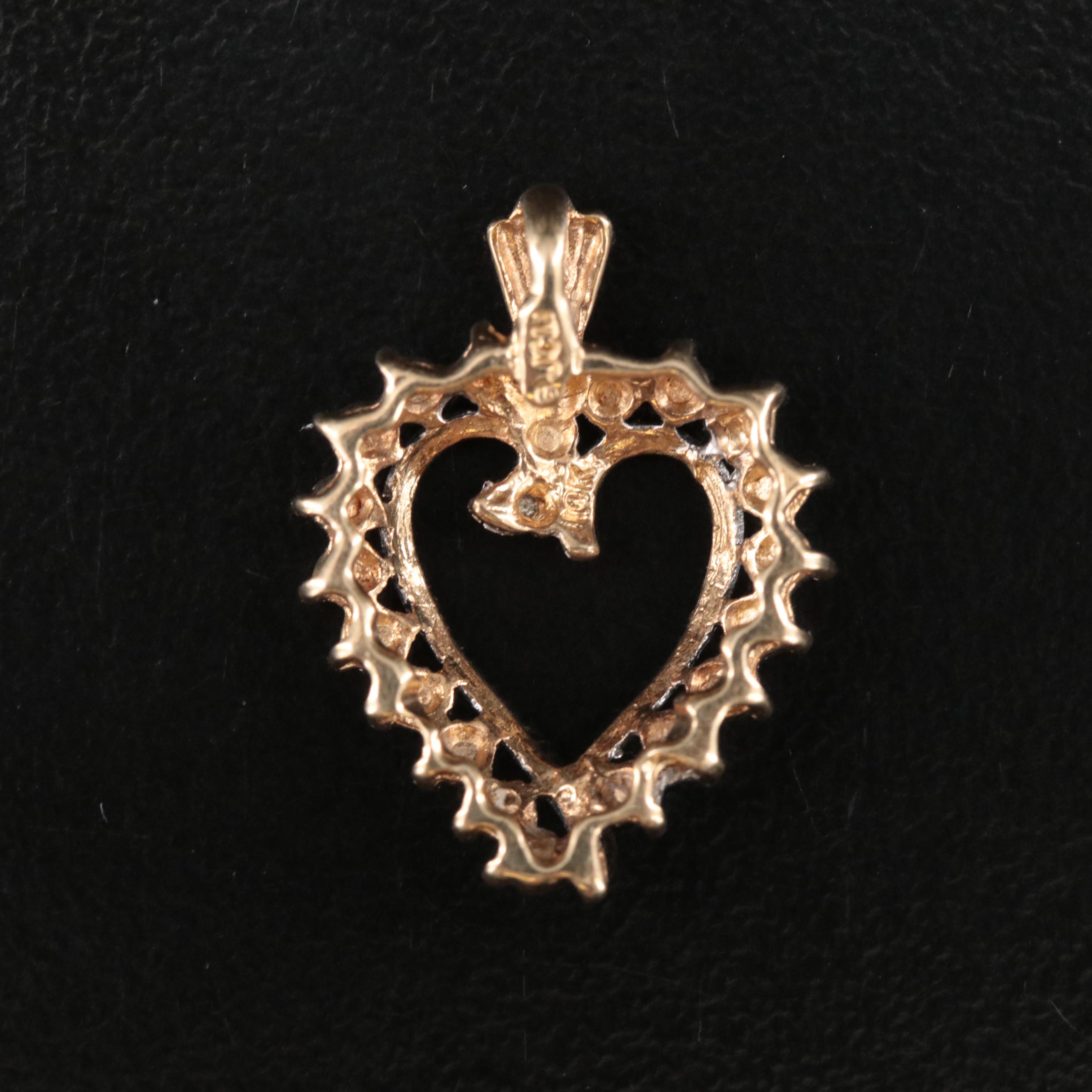 10K Heart Pendant with Diamond Accent