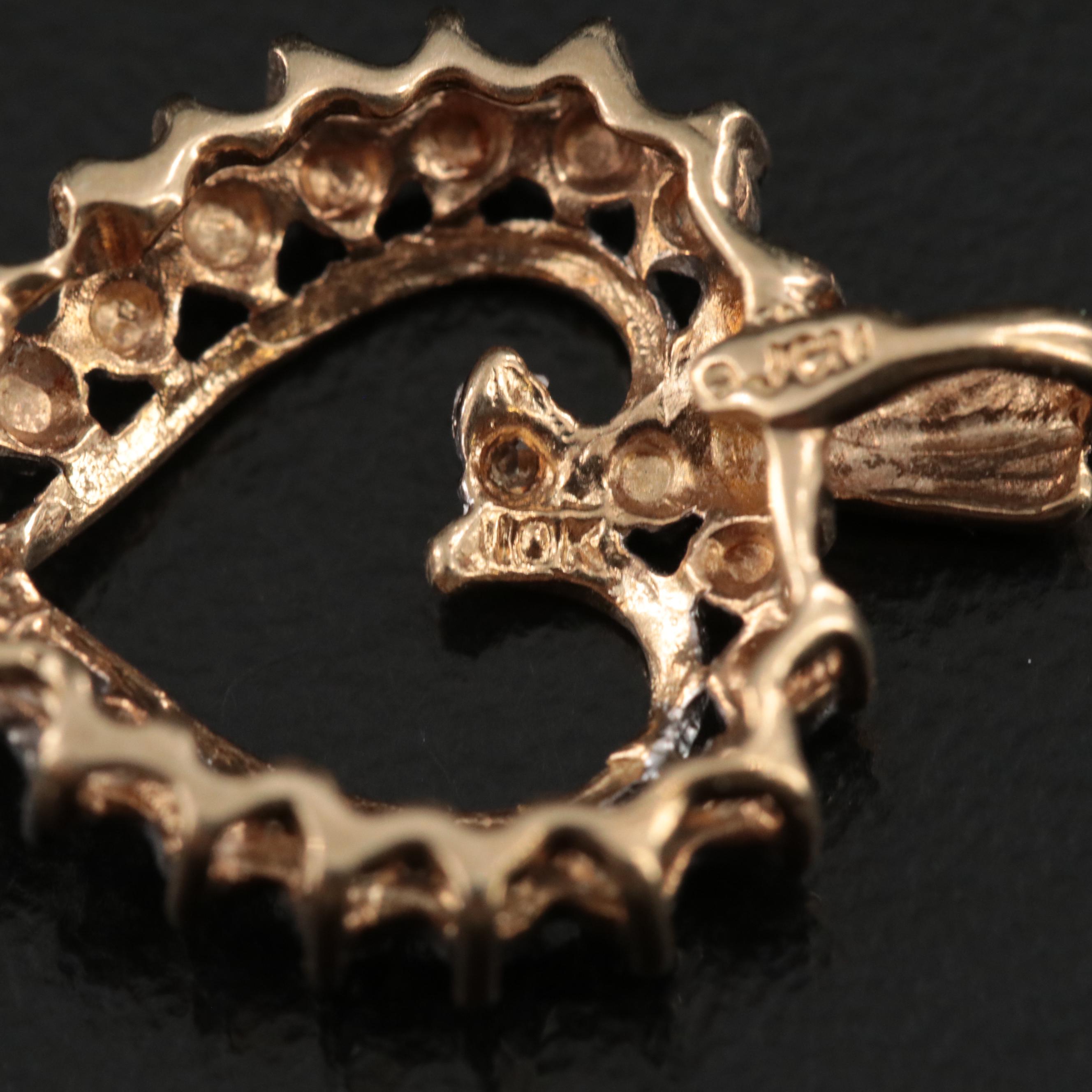 10K Heart Pendant with Diamond Accent