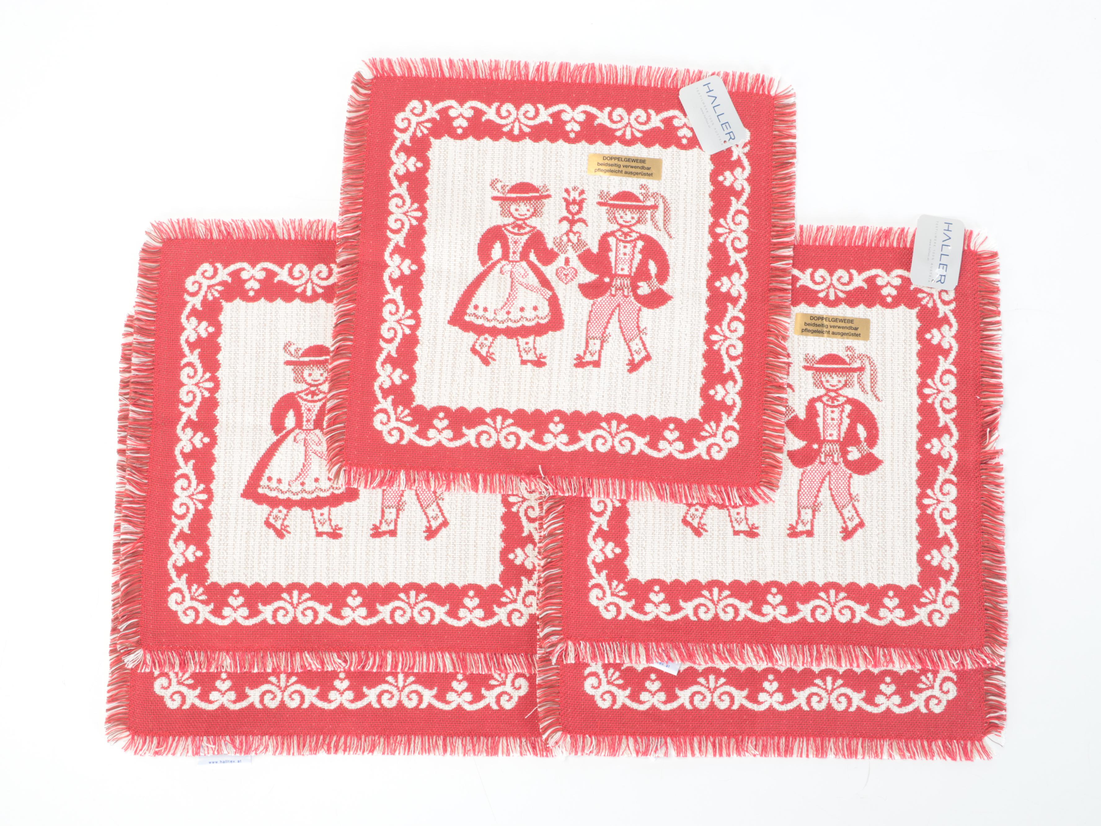 Tirolean Austrian Folk Art Jacquard Woven Placemats and Table Linens