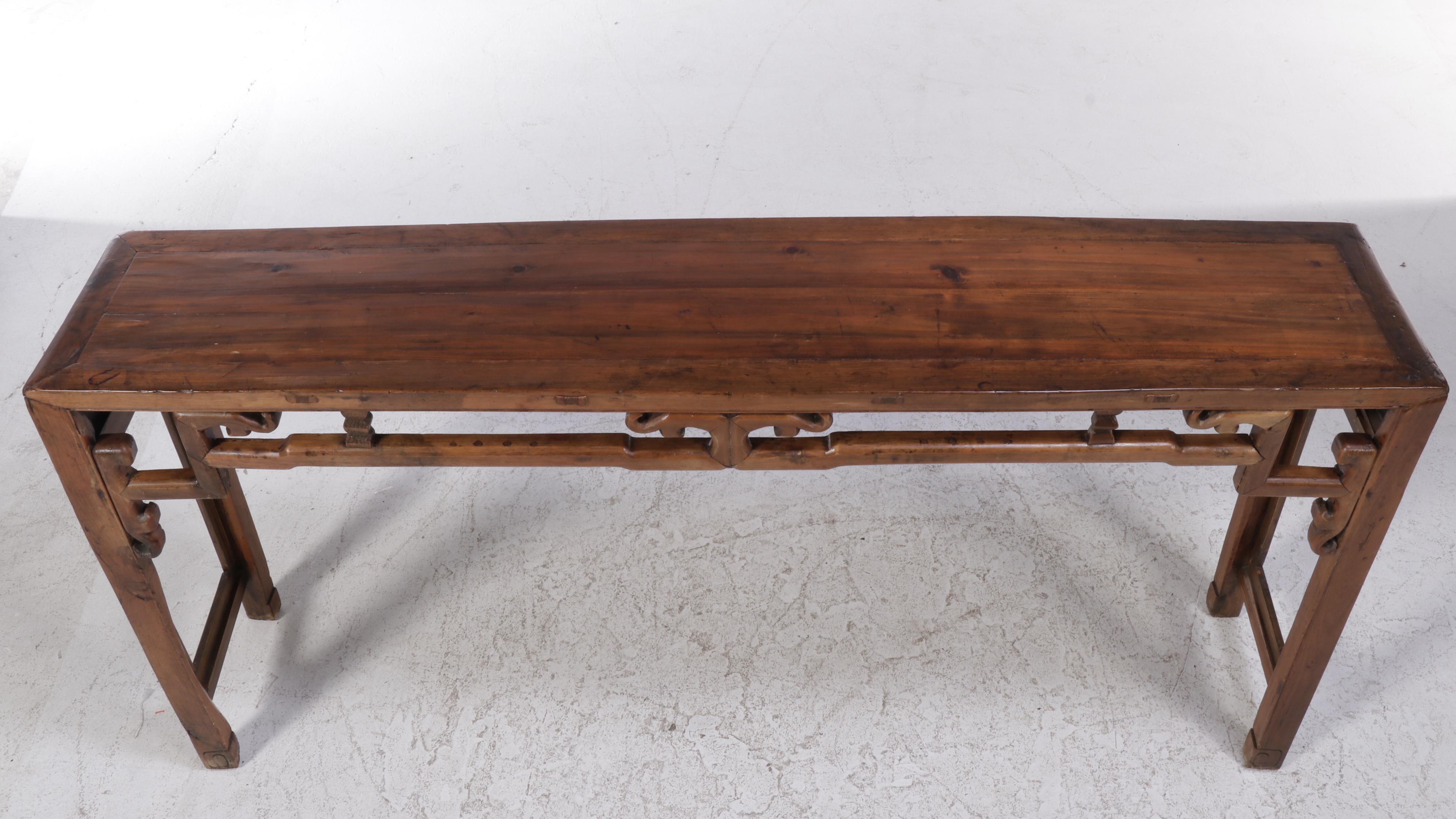 Chinese Carved Pine Altar Table, Antique