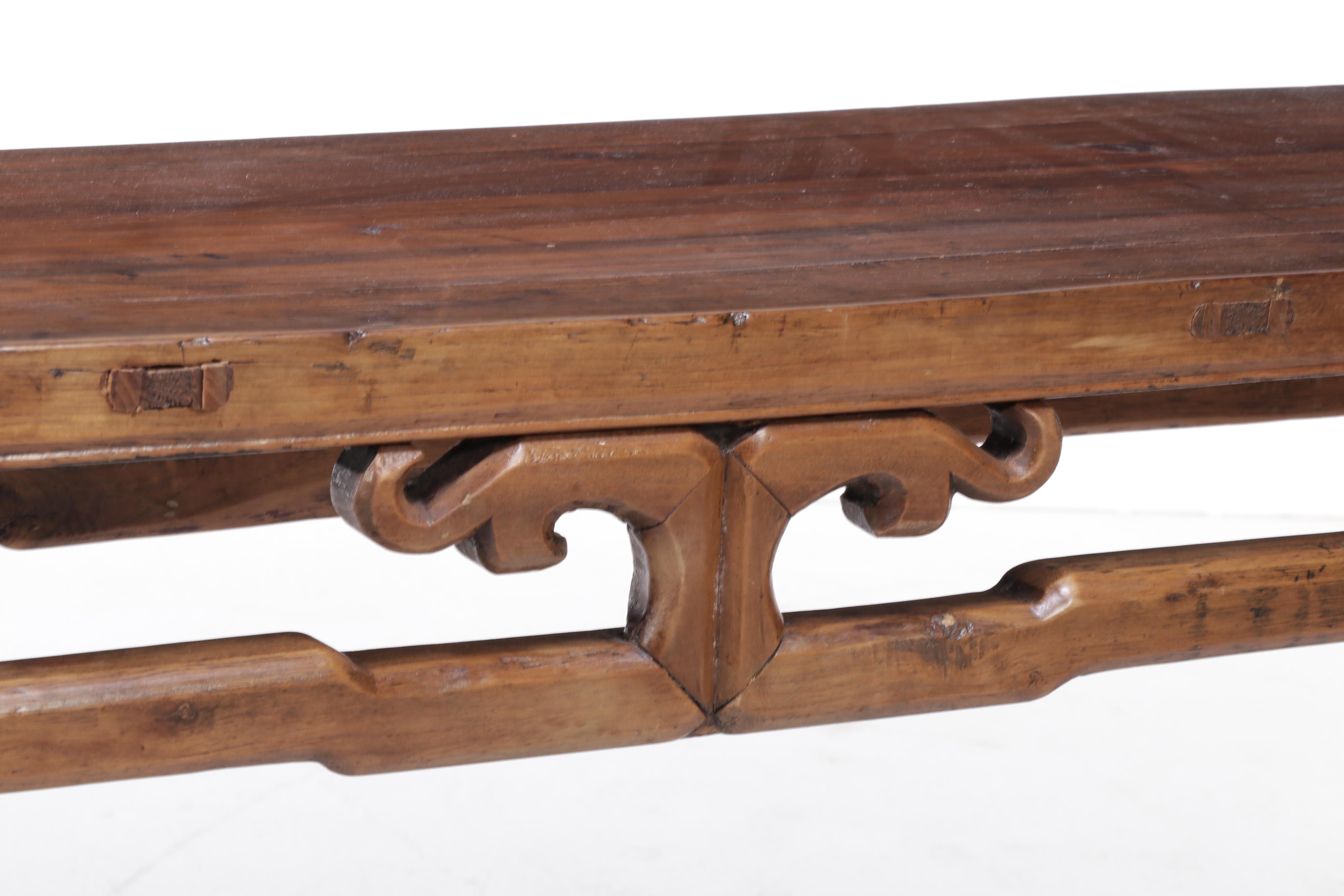Chinese Carved Pine Altar Table, Antique