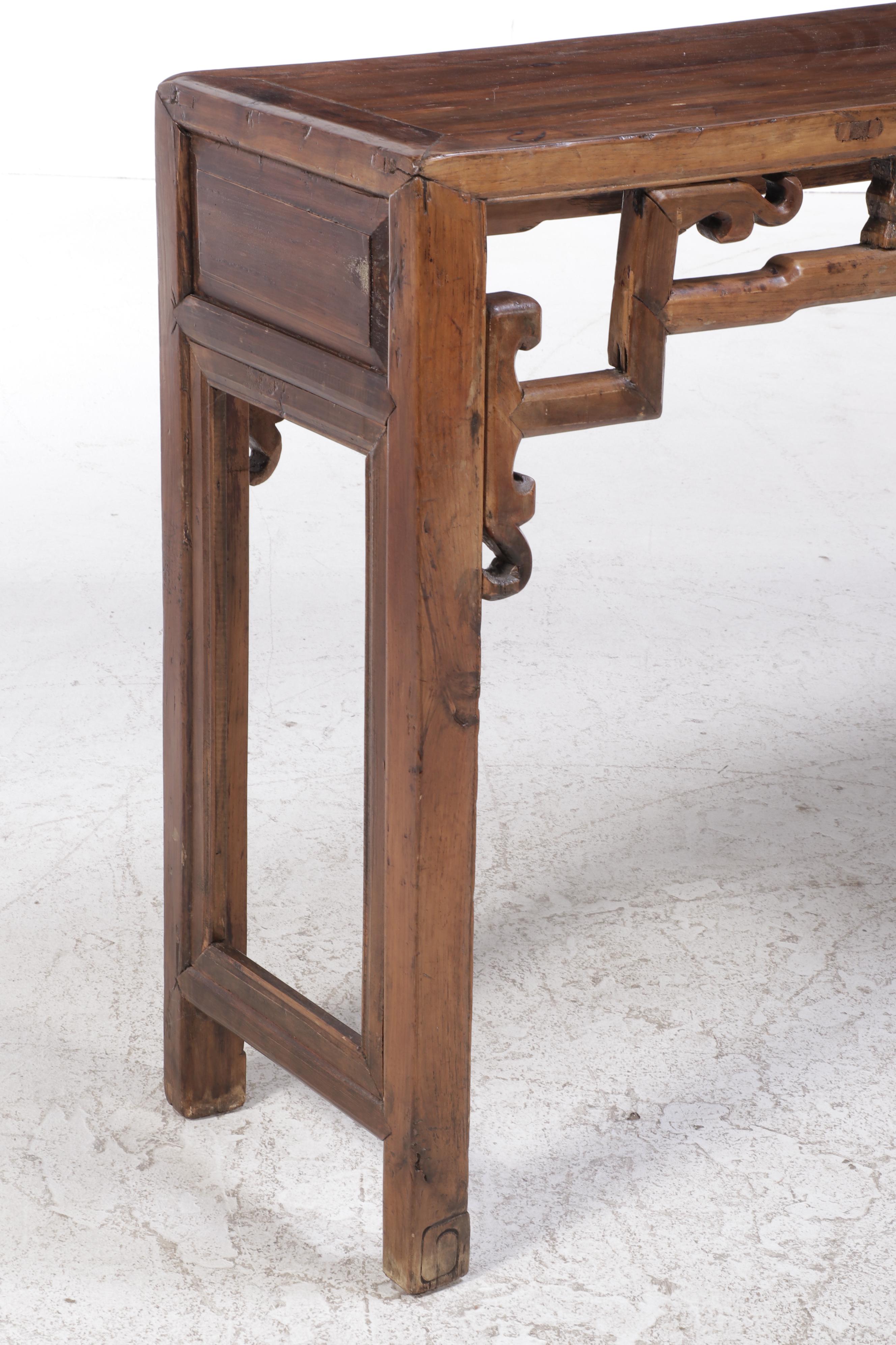 Chinese Carved Pine Altar Table, Antique