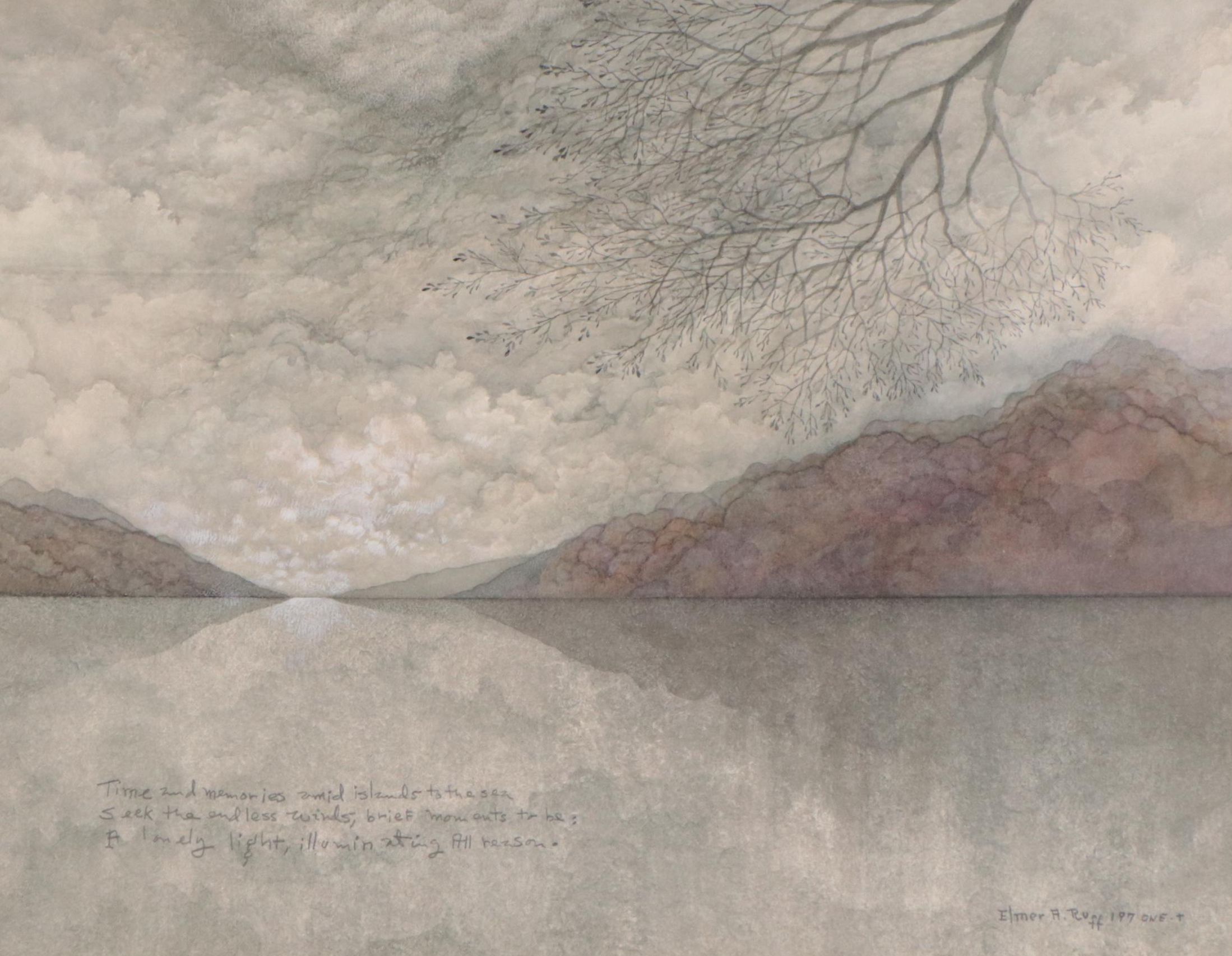 Elmer Ruff Watercolor Painting of a Mountainous Landscape, 1971