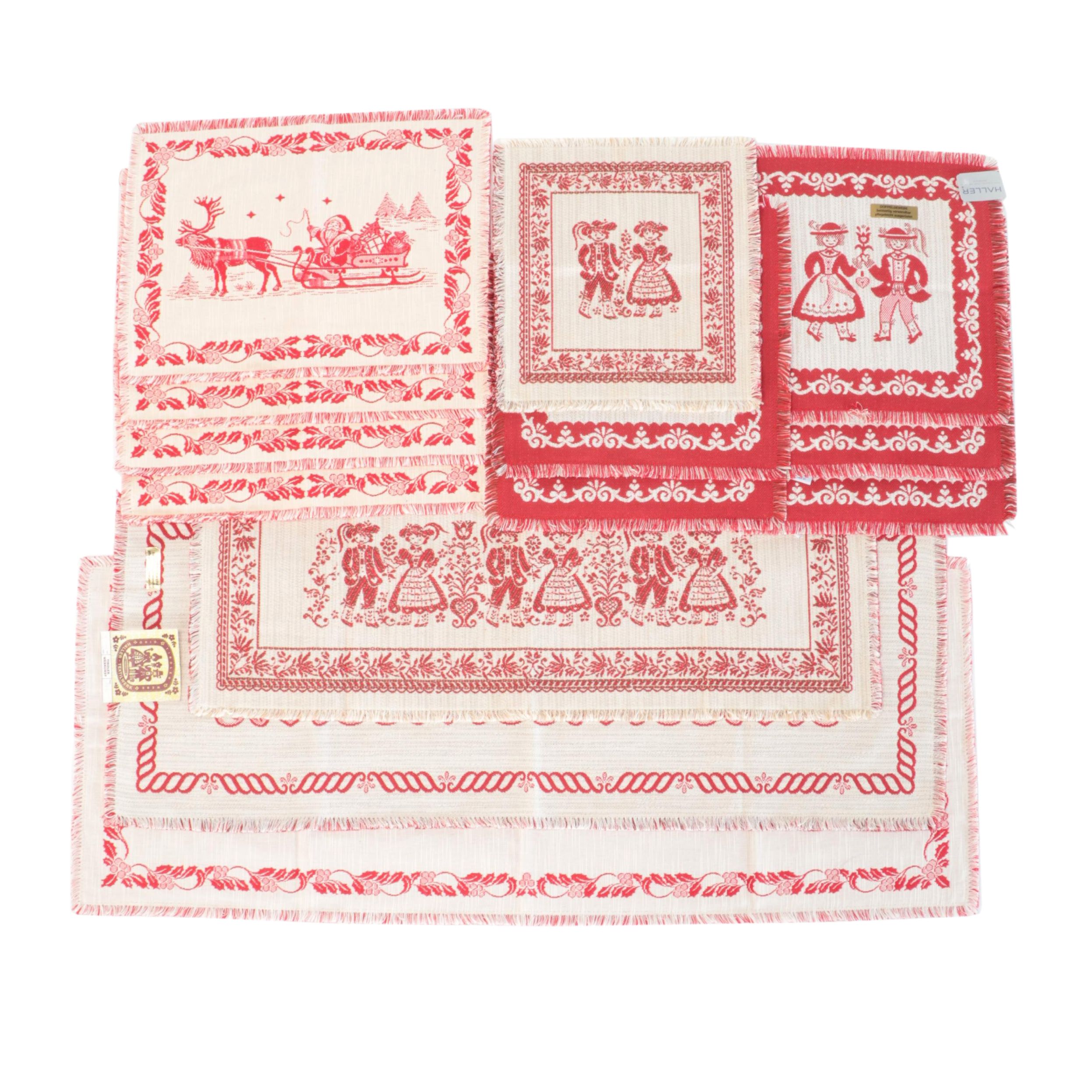 Tirolean Austrian Folk Art Jacquard Woven Placemats and Table Linens