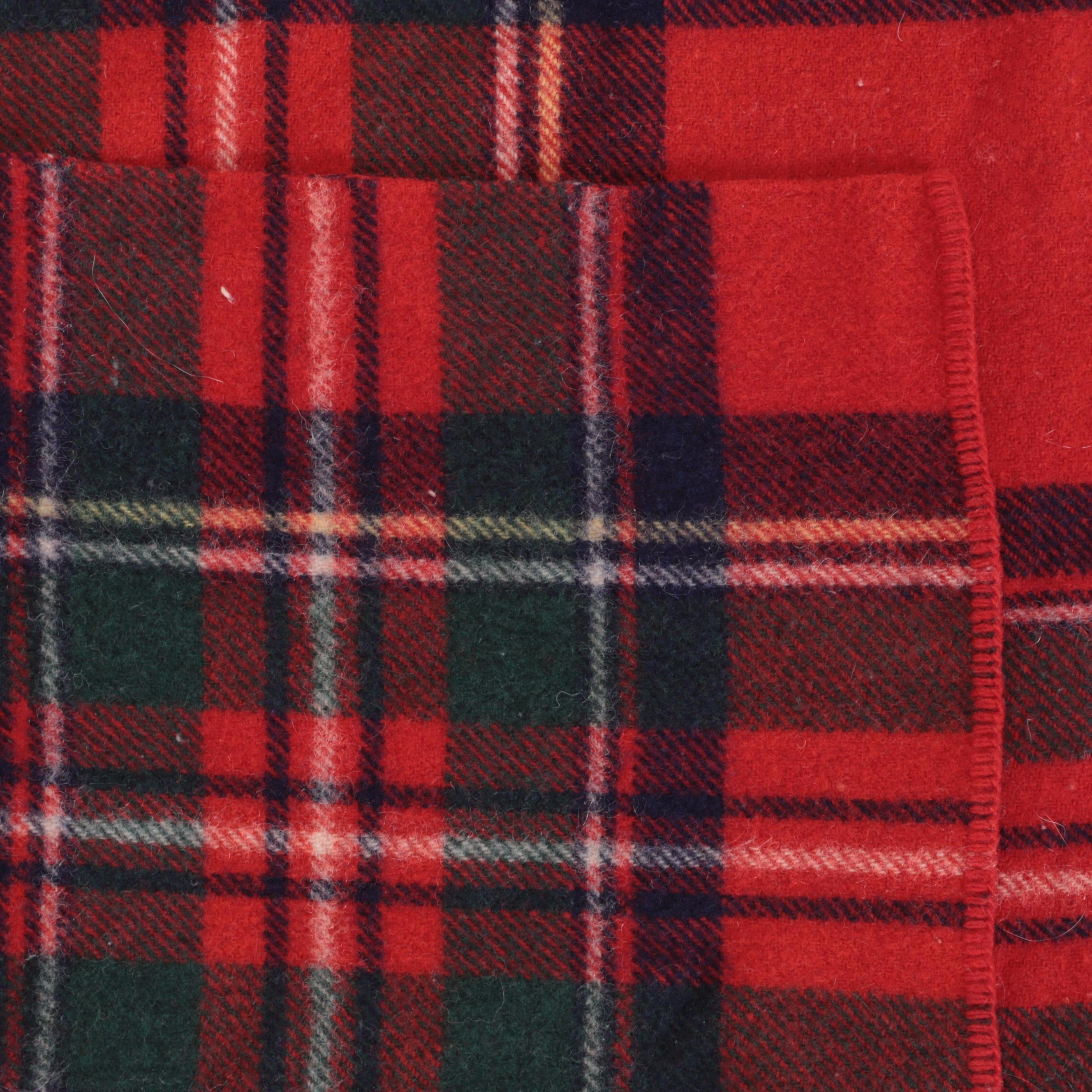 Churchill Weavers Kentucky Handwoven Fringed Throw with Other Plaid Wool Blanket