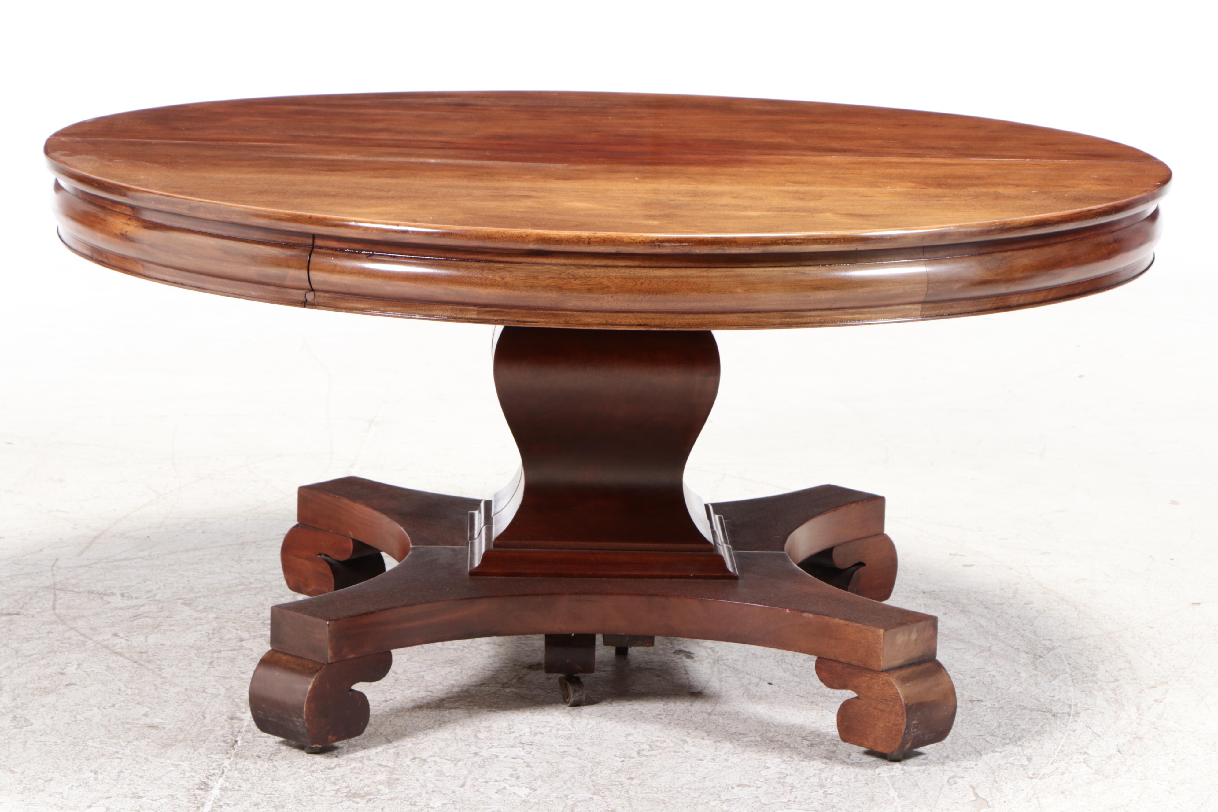 Berkey & Gay American Empire Style Mahogany Dining Chairs and Dining Table