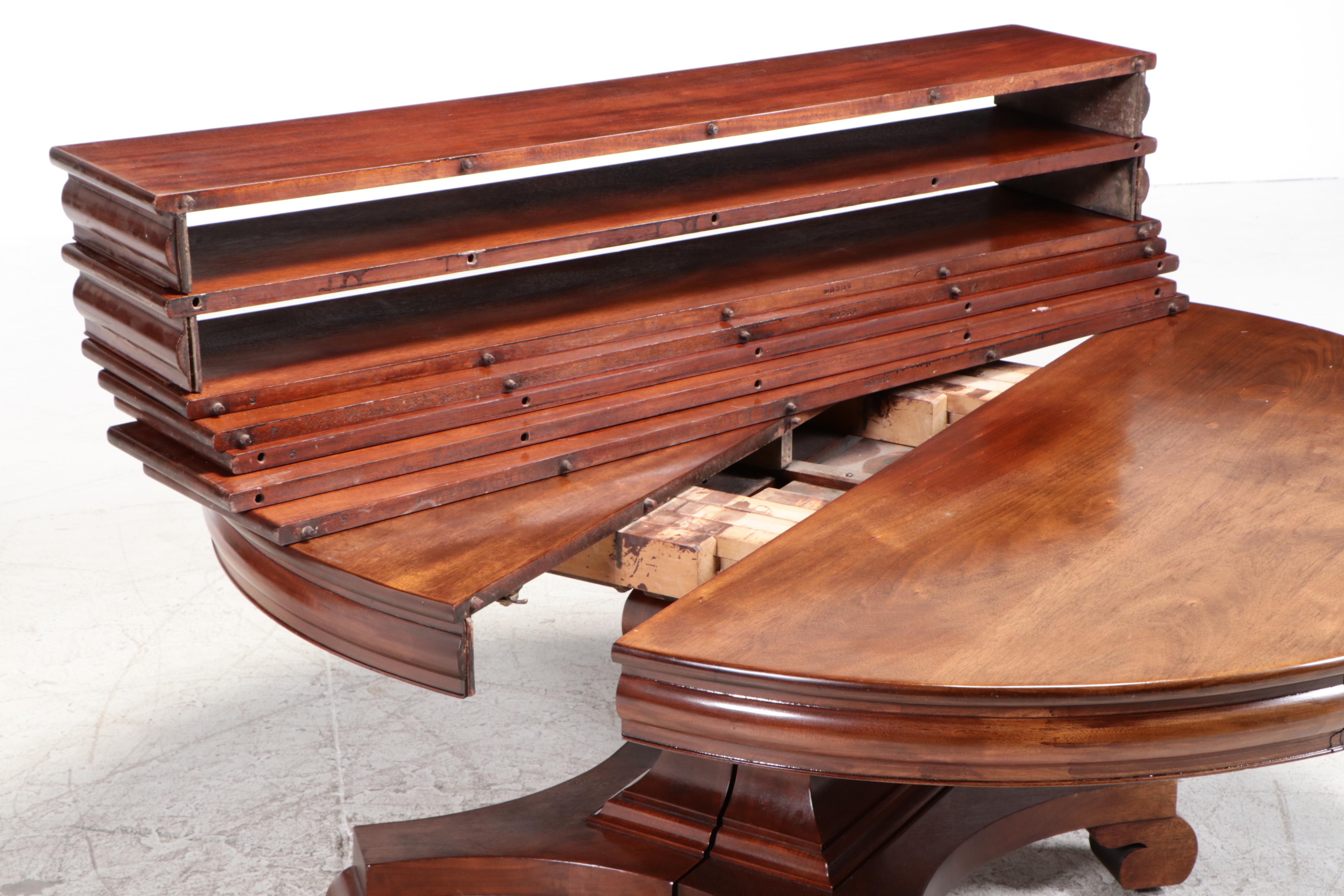 Berkey & Gay American Empire Style Mahogany Dining Chairs and Dining Table