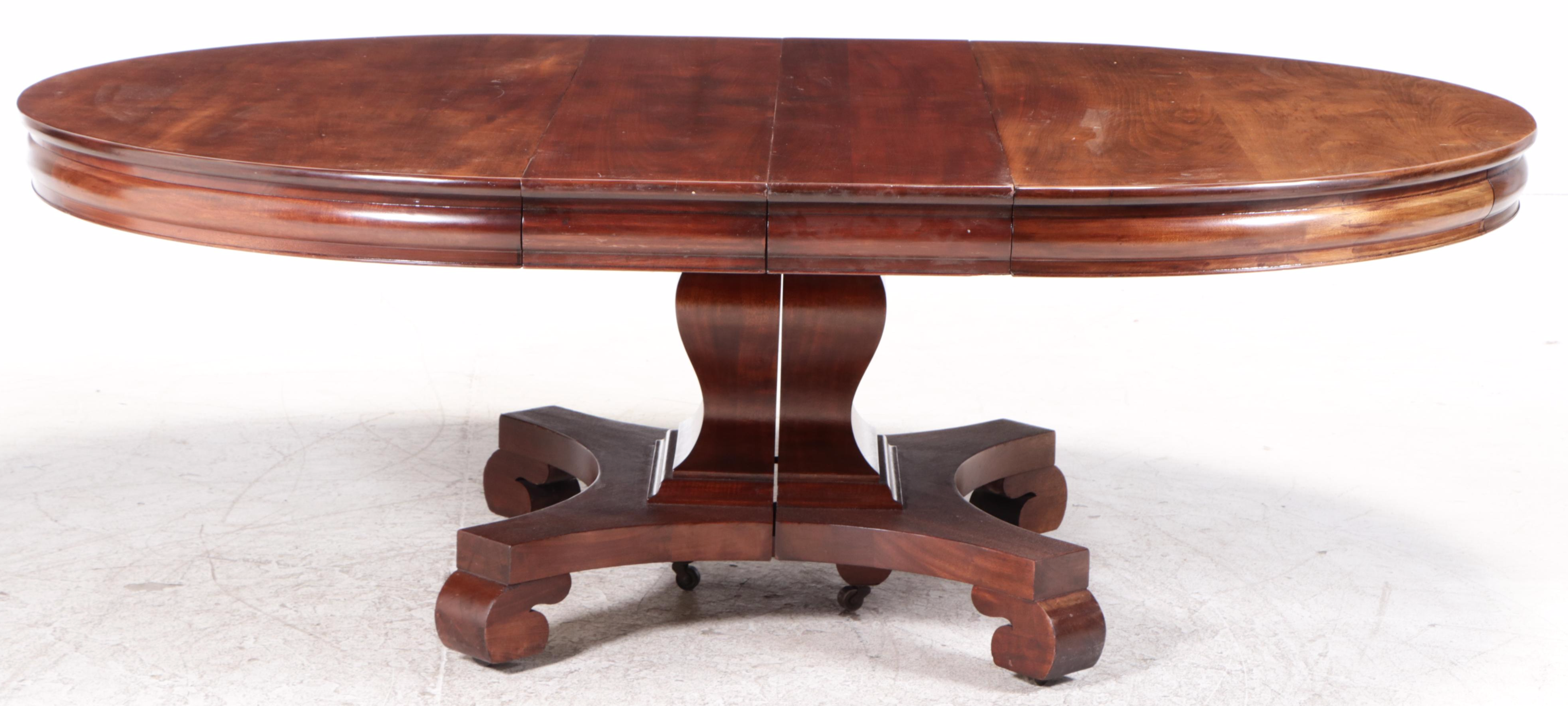 Berkey & Gay American Empire Style Mahogany Dining Chairs and Dining Table