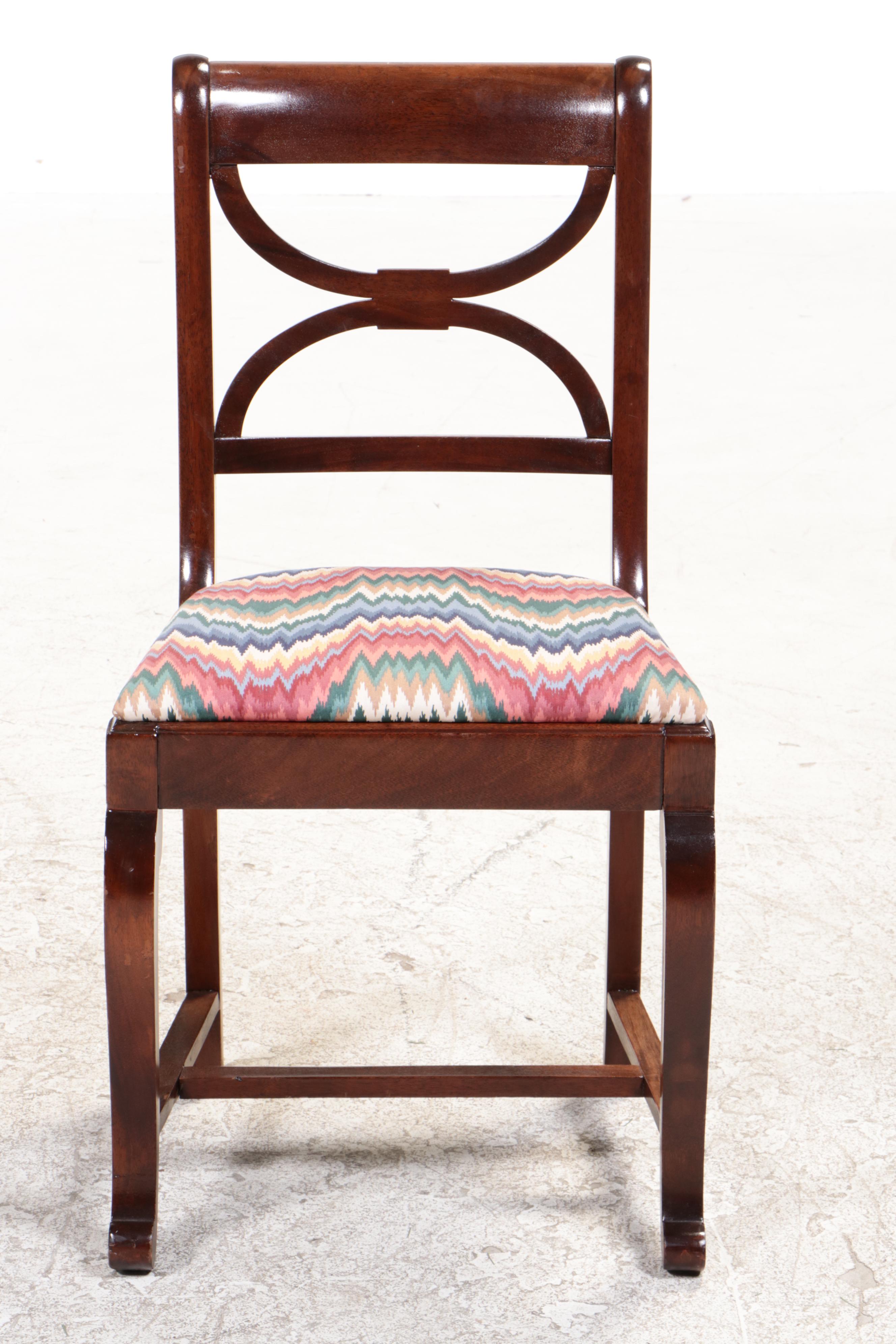 Berkey & Gay American Empire Style Mahogany Dining Chairs and Dining Table