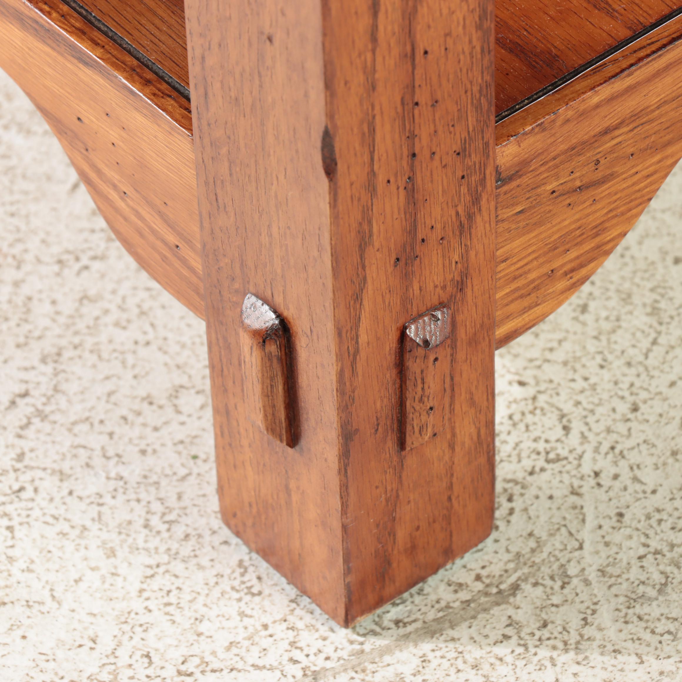 Arts and Crafts Style Oak Two-Drawer Console Table