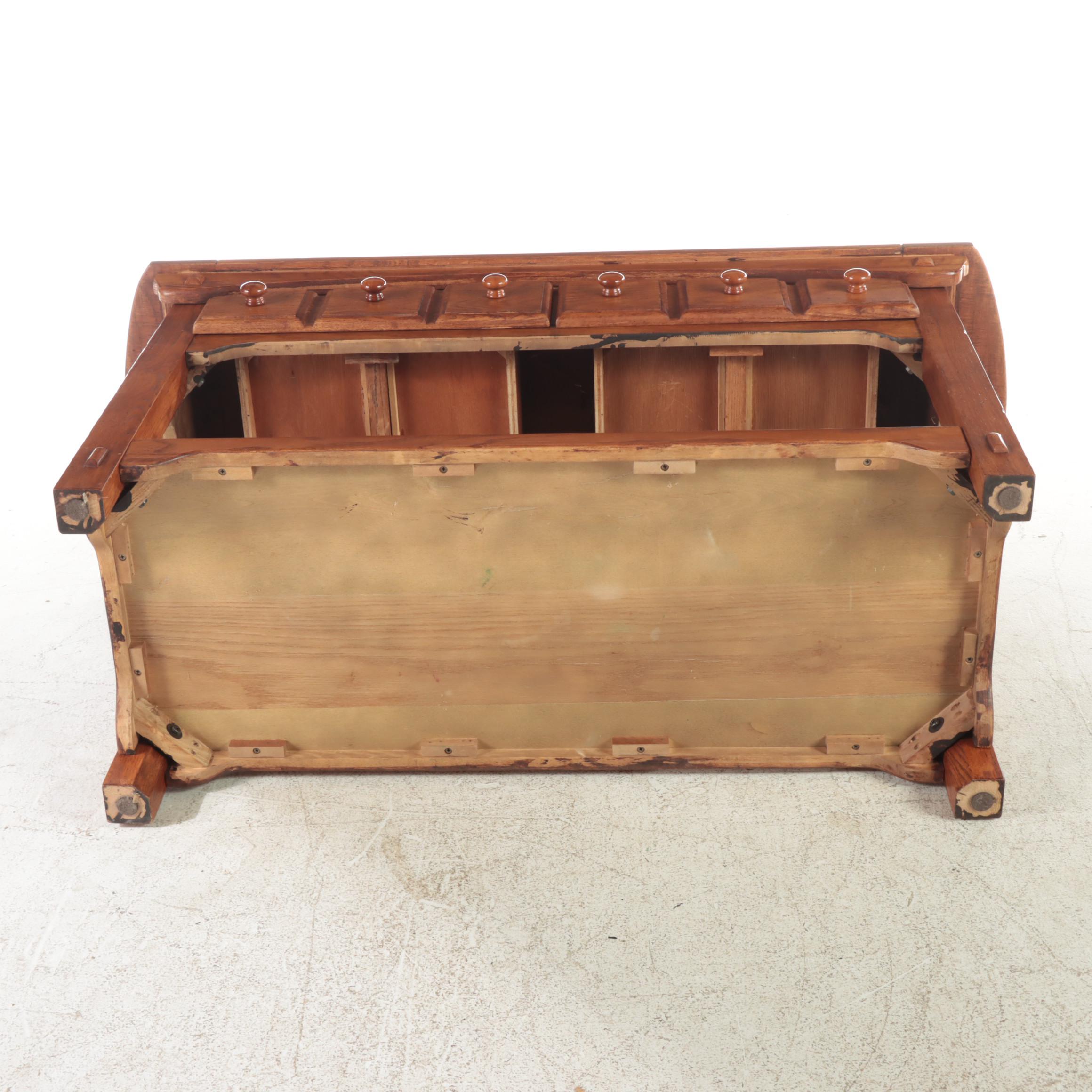 Arts and Crafts Style Oak Two-Drawer Console Table