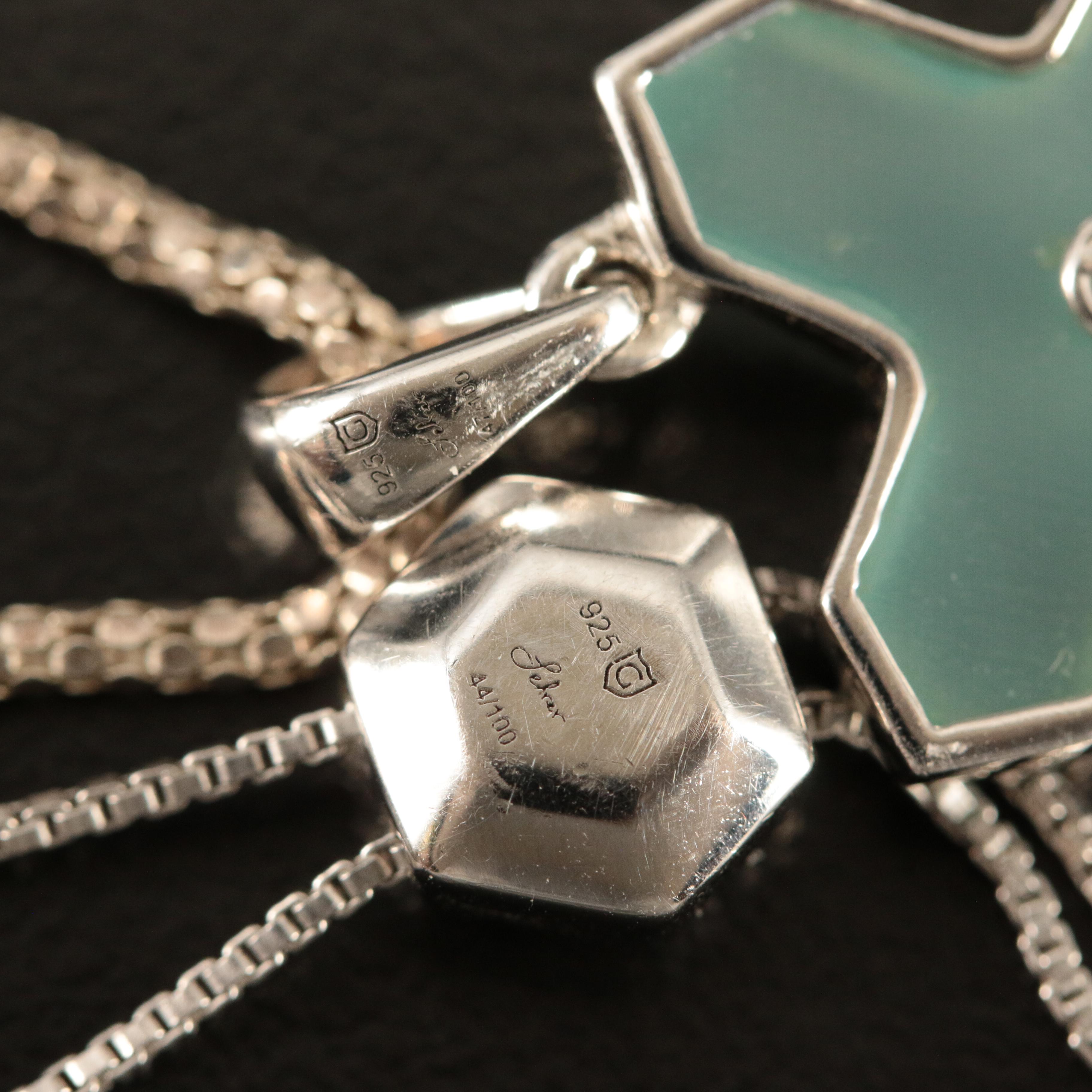 Glenn Lehrer Designs Sterling Glass and Diamond Cross Necklace and Bolo Bracelet