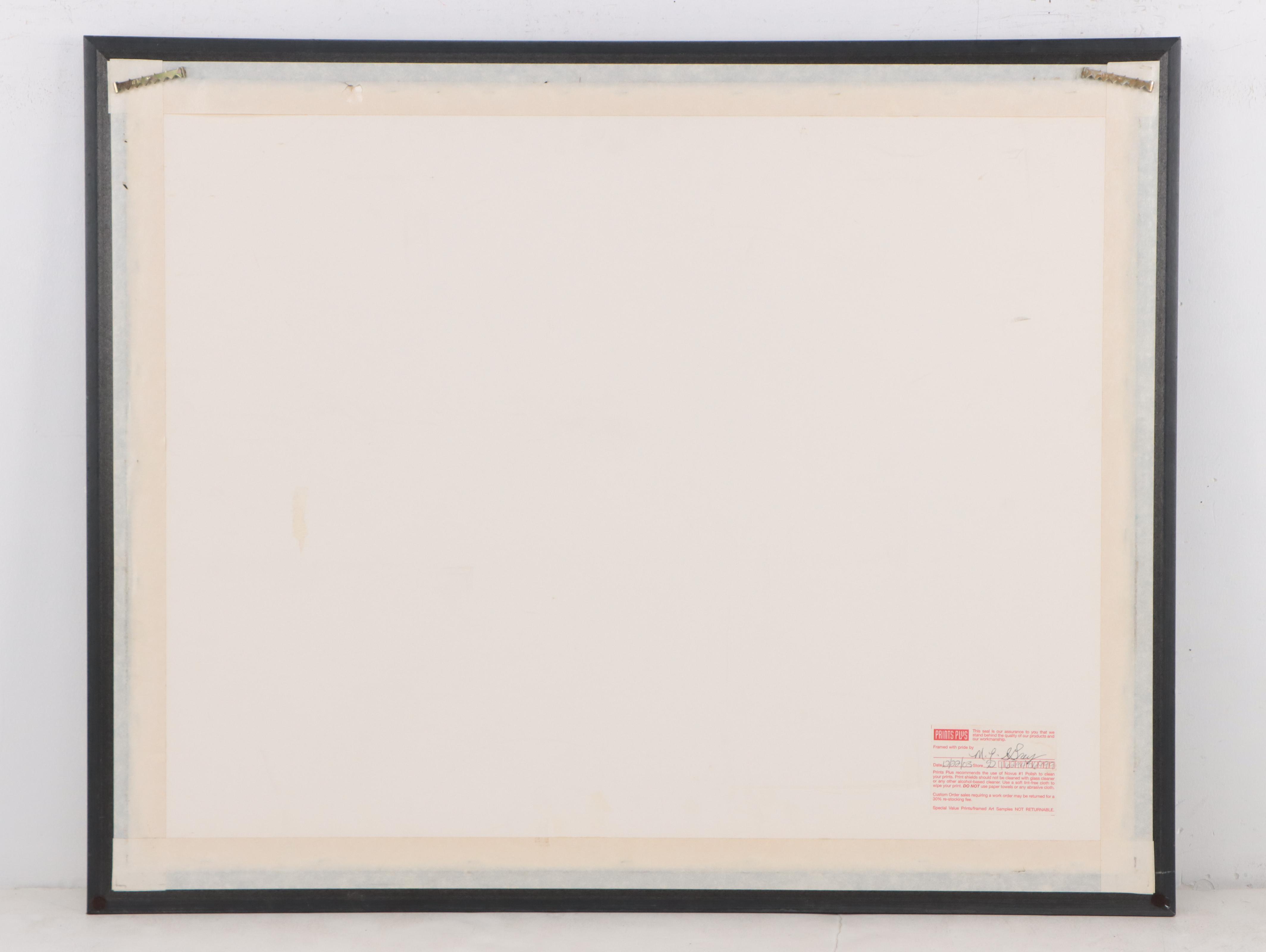 Offset Lithograph of Jackie Robinson Stealing Home in 1952