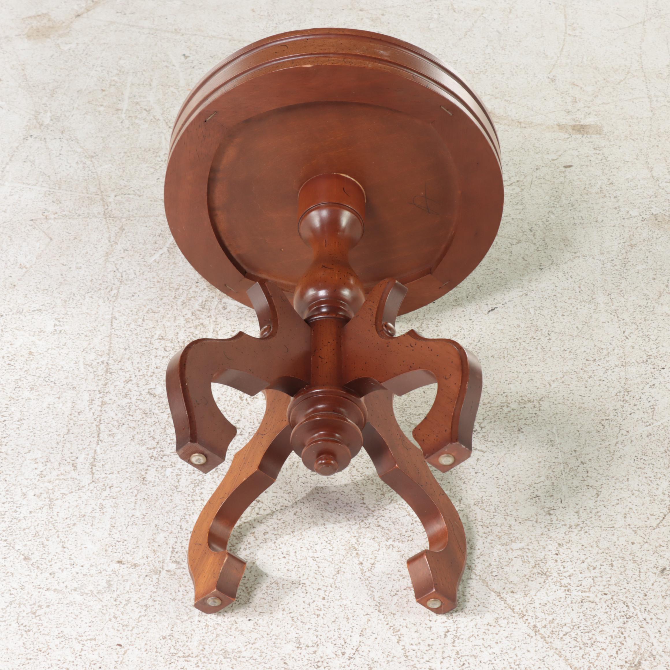 Small Victorian Style Mahogany and Marble Top Side Table, 20th Century