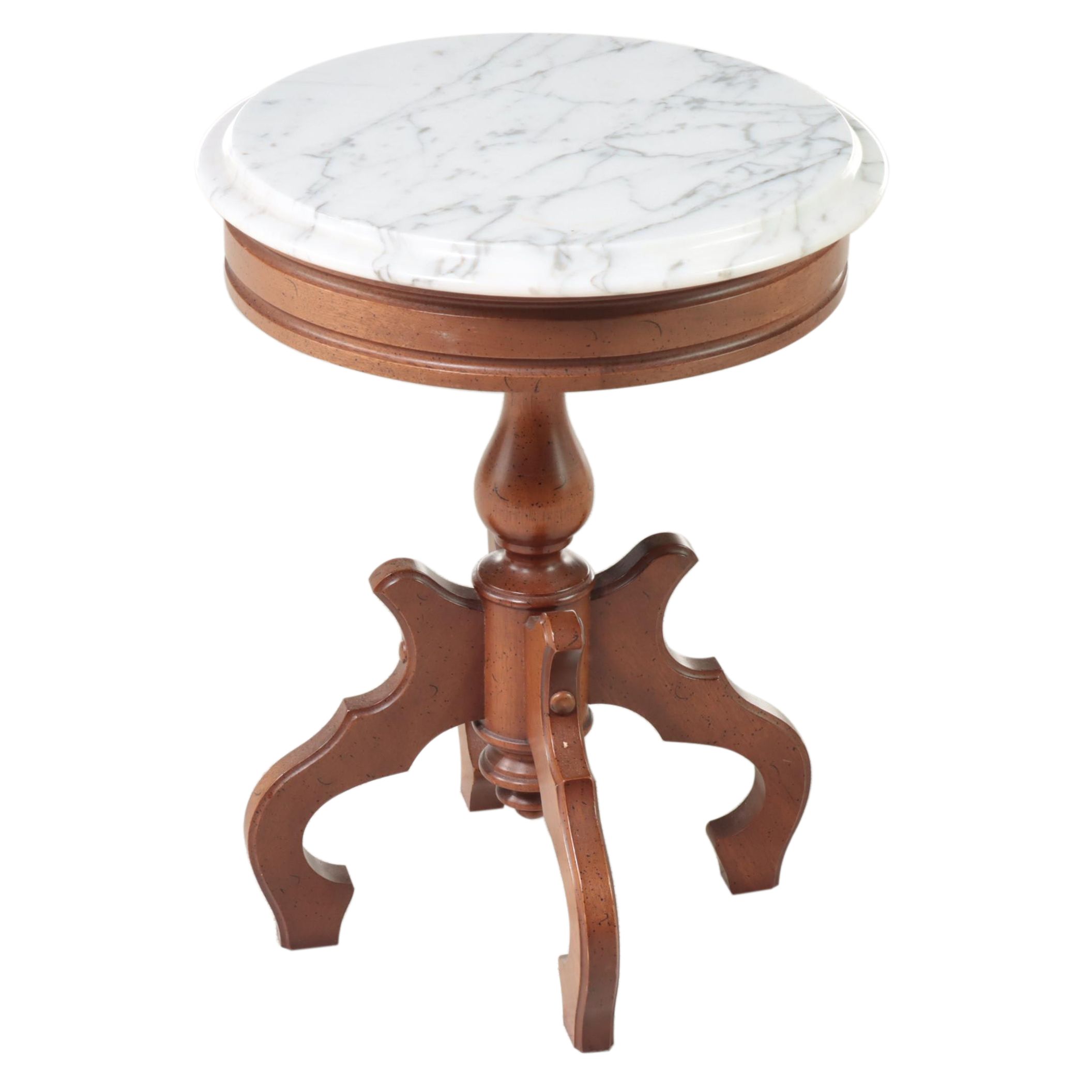 Small Victorian Style Mahogany and Marble Top Side Table, 20th Century