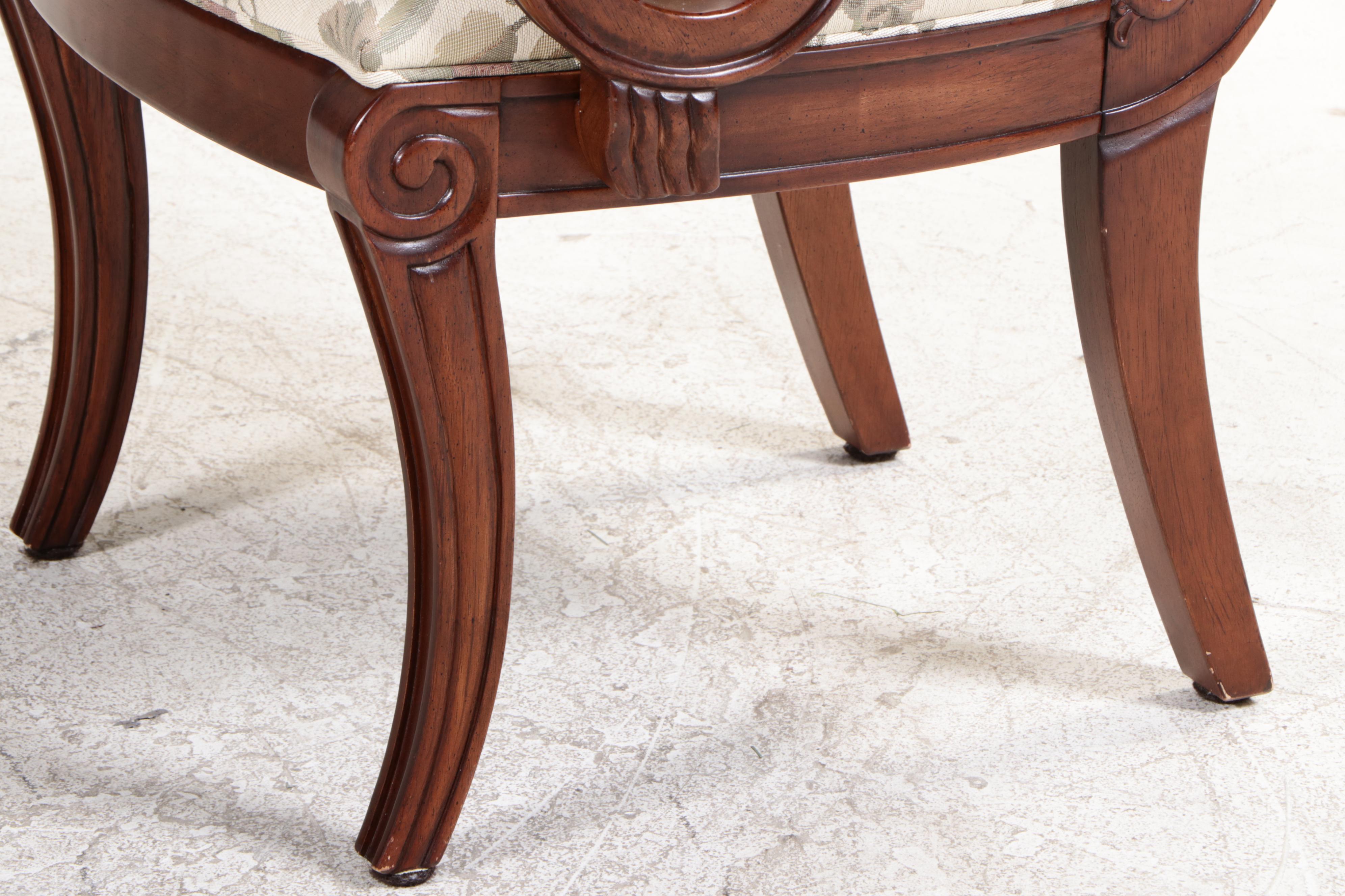 Pair of Victorian Style Scrolled Arm Chairs