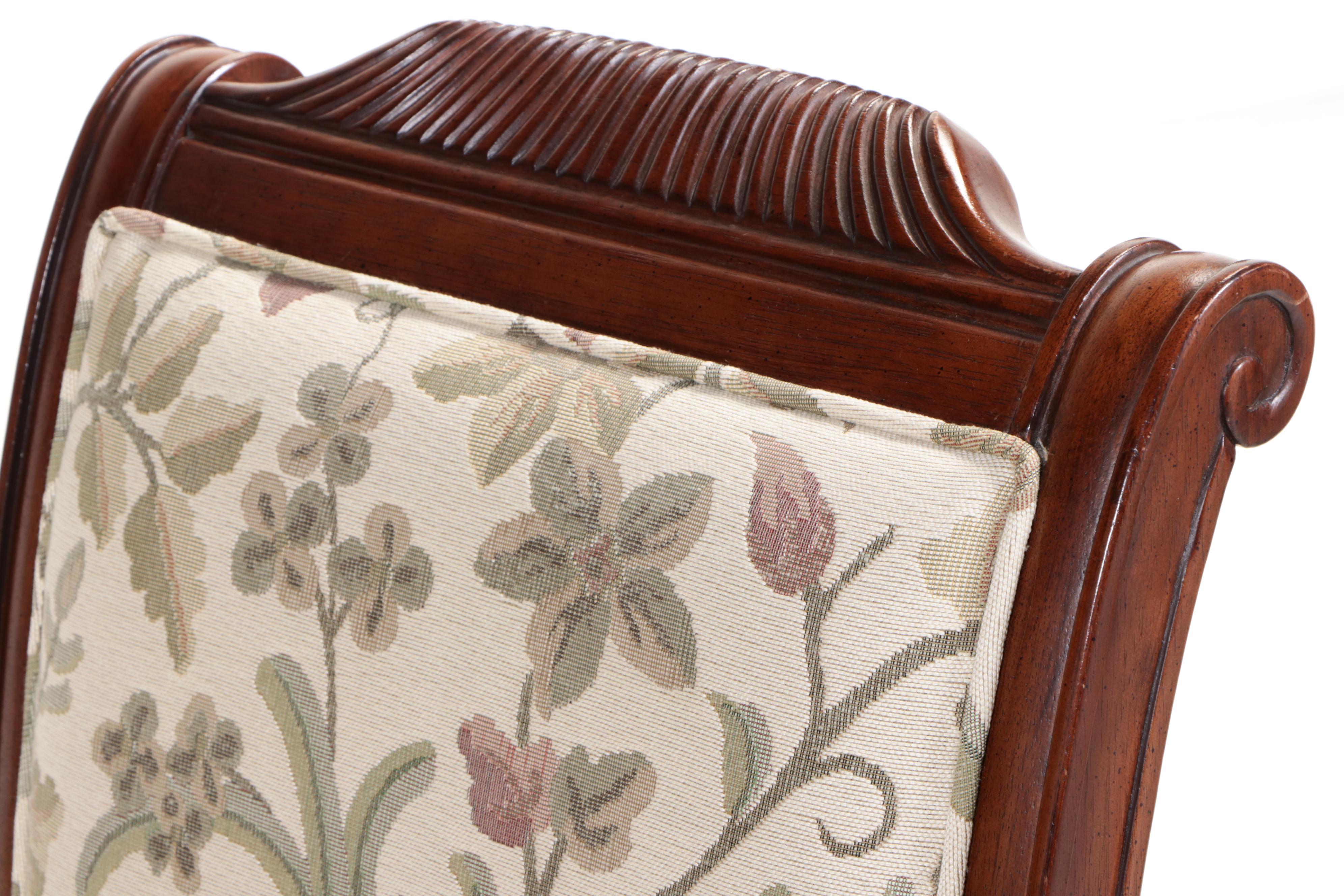 Pair of Victorian Style Scrolled Arm Chairs