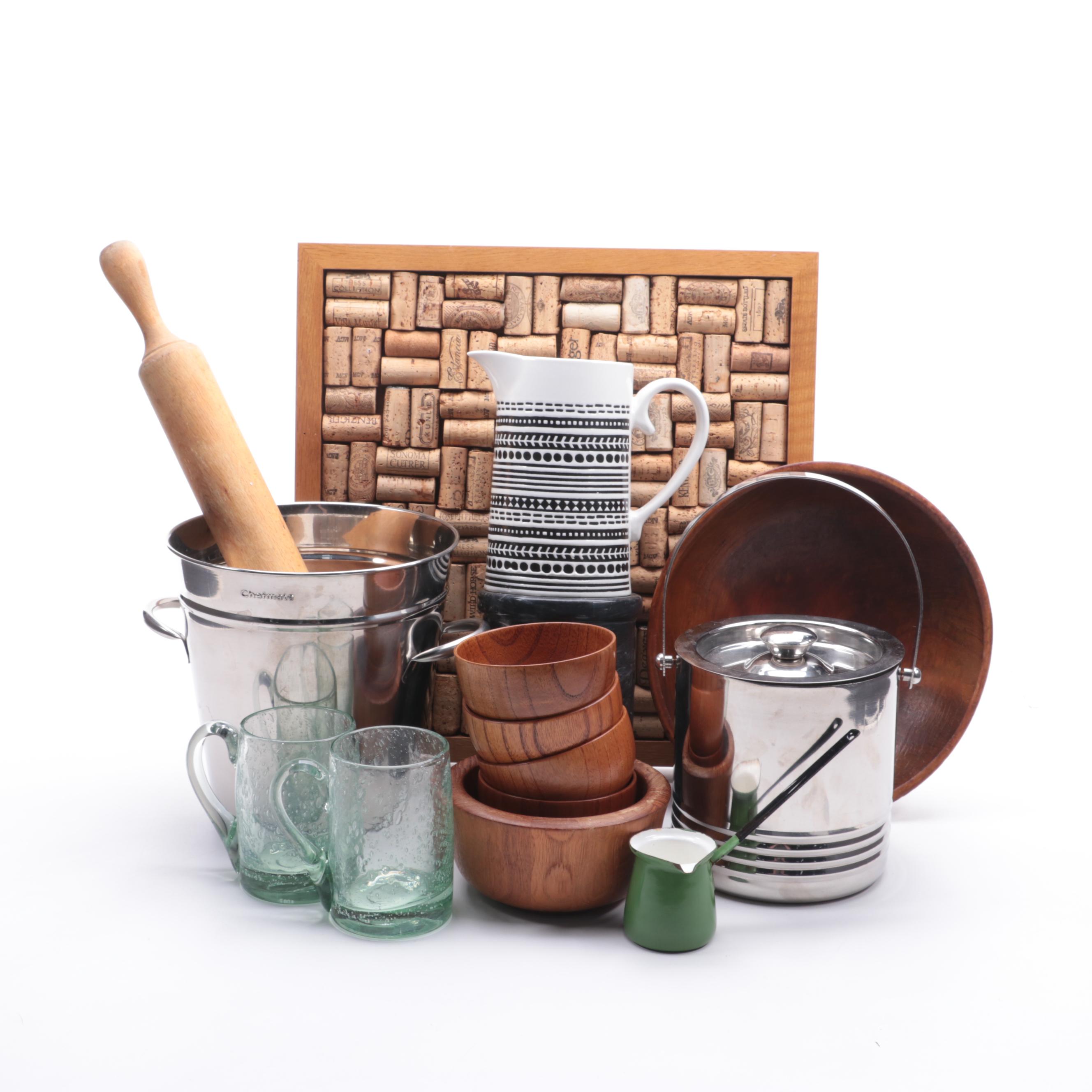 Cheftmate Metal Champagne Bucket With Pampered Chef Slotted Spoon and More