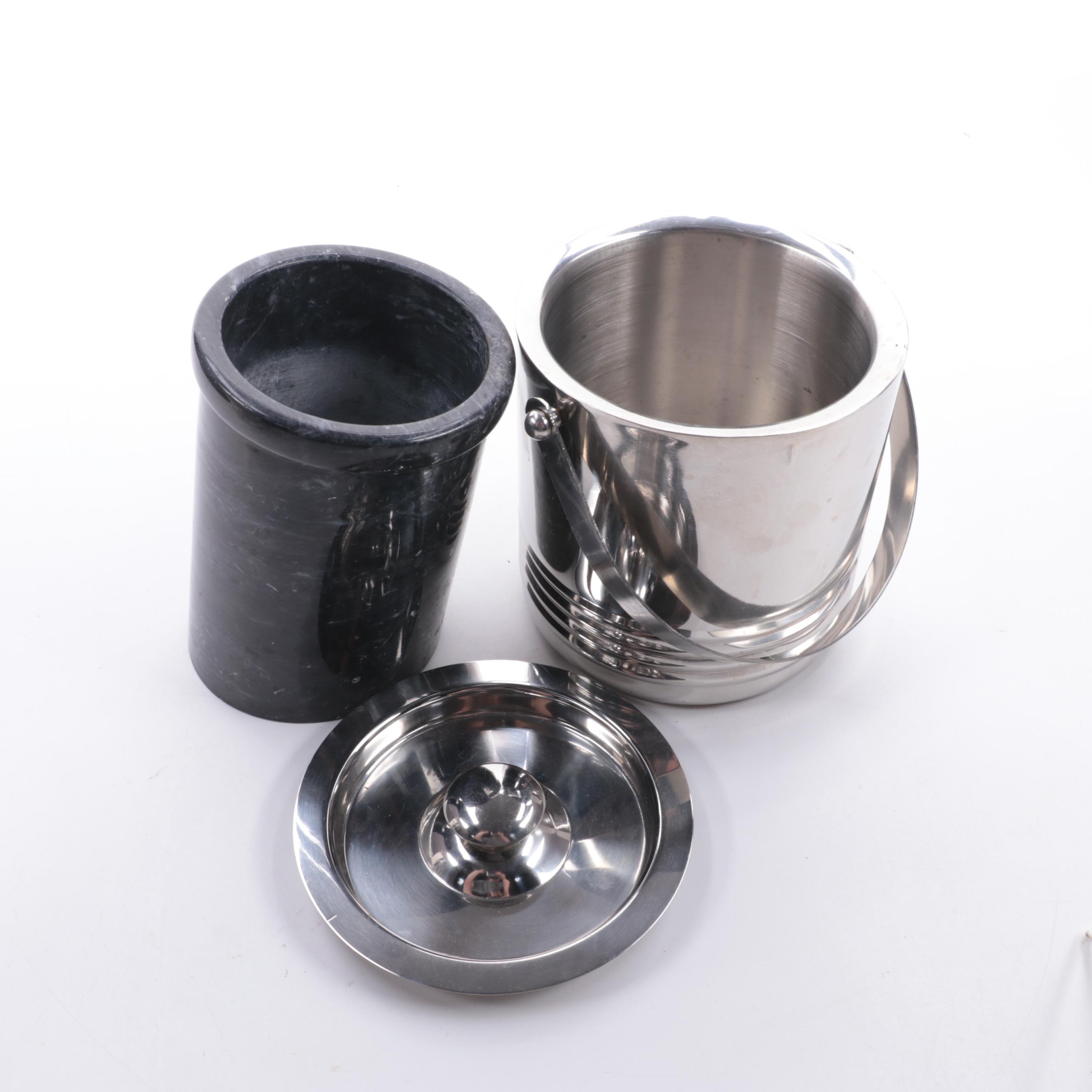 Cheftmate Metal Champagne Bucket With Pampered Chef Slotted Spoon and More