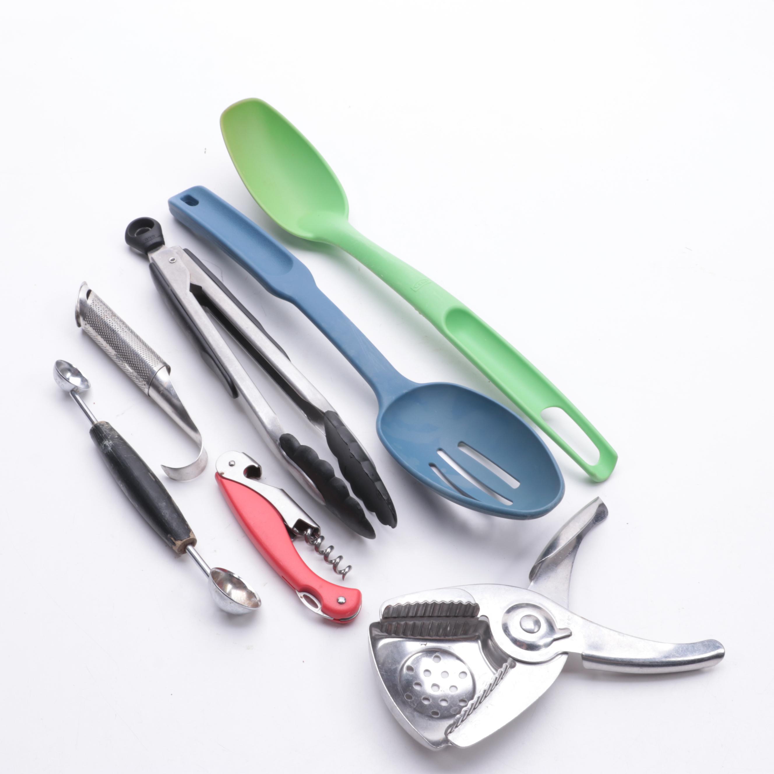 Cheftmate Metal Champagne Bucket With Pampered Chef Slotted Spoon and More